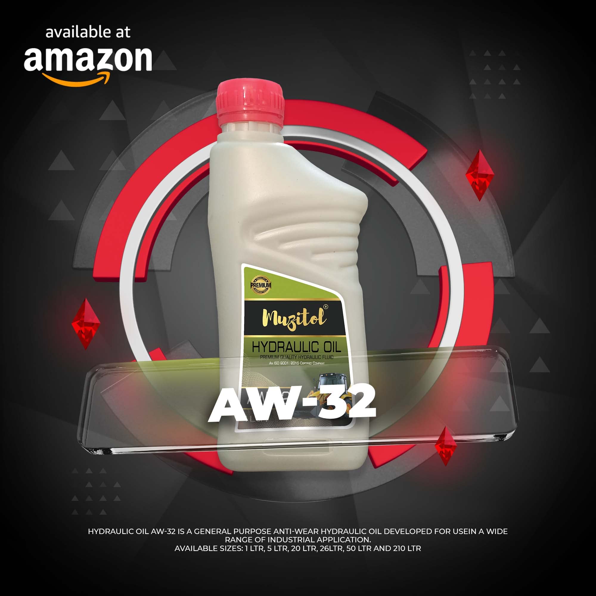 Muzitol Aw 32 Hydraulic Oil For JCB 3DXL Machines (1 Ltr