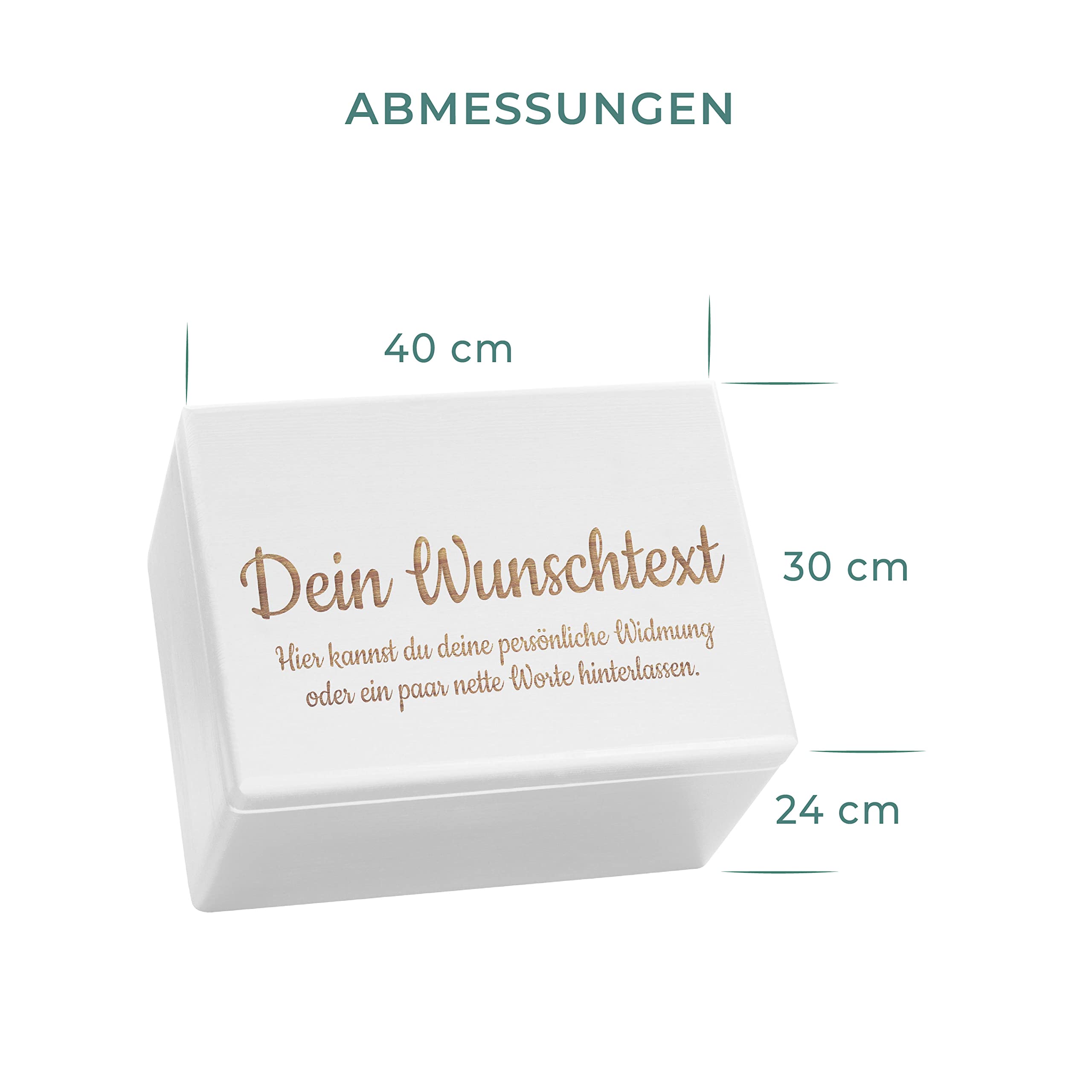 LAUBLUST Holzkiste Personalisiert mit Wunsch-Gravur - Geschenkkiste & Erinnerungsbox | XL - ca. 40x30x24cm, Weiß FSC®