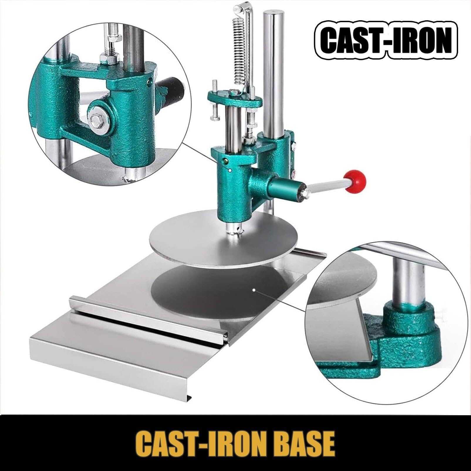 Máquina de prensa de masa de pizza, máquina eléctrica de repostería, rodillo manual de acero inoxidable, máquina laminadora de pasta para masa de pizza