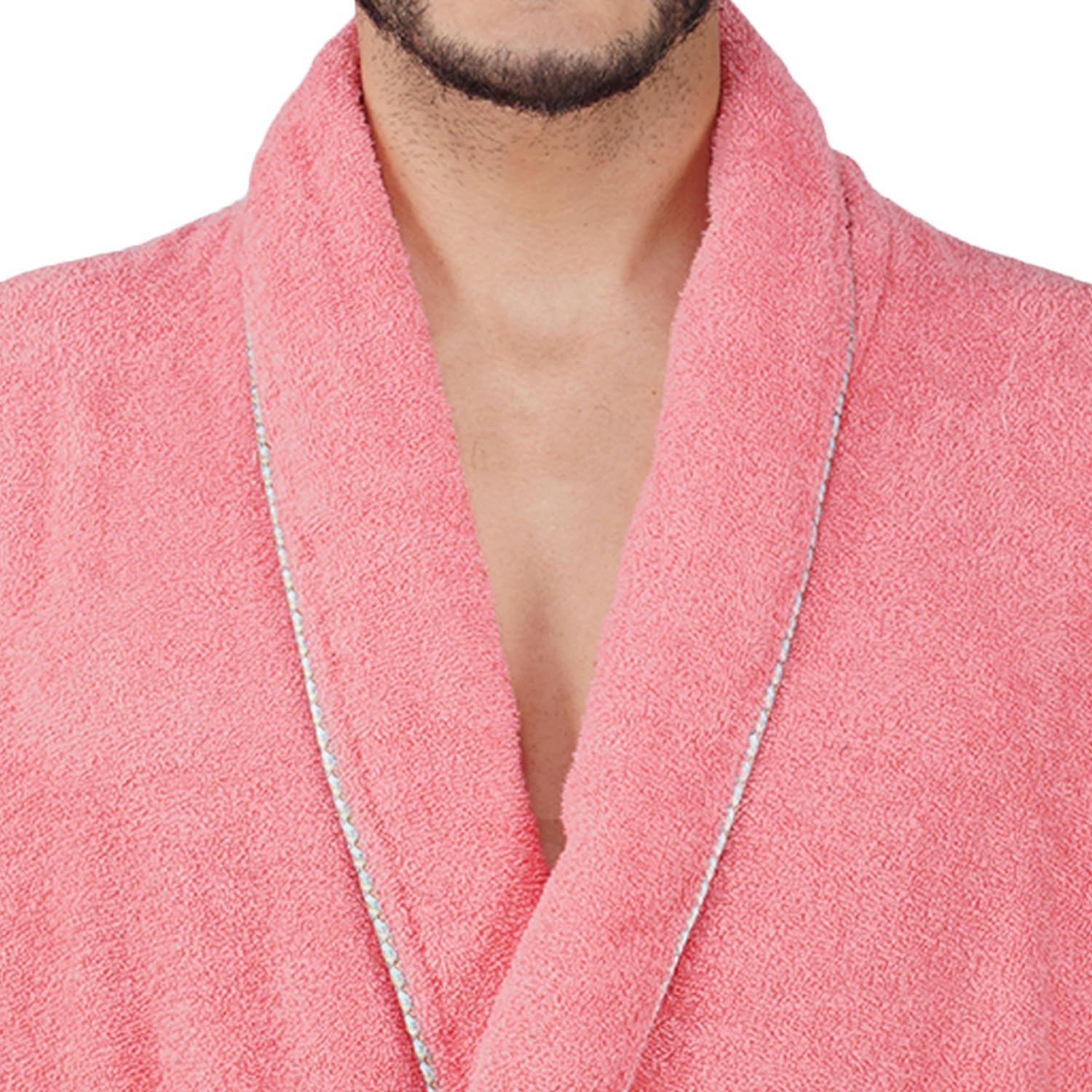 Rangoli Sunshine 100% Cotton Bathrobes For Men - Coral | 500 GSM Ultra-soft & Lightweight Bath Robe With Rope | Highly Absorbent Luxurious Bath Gown Robe For Man | After Bath Robe - Free Size - Image 8 thumbnail