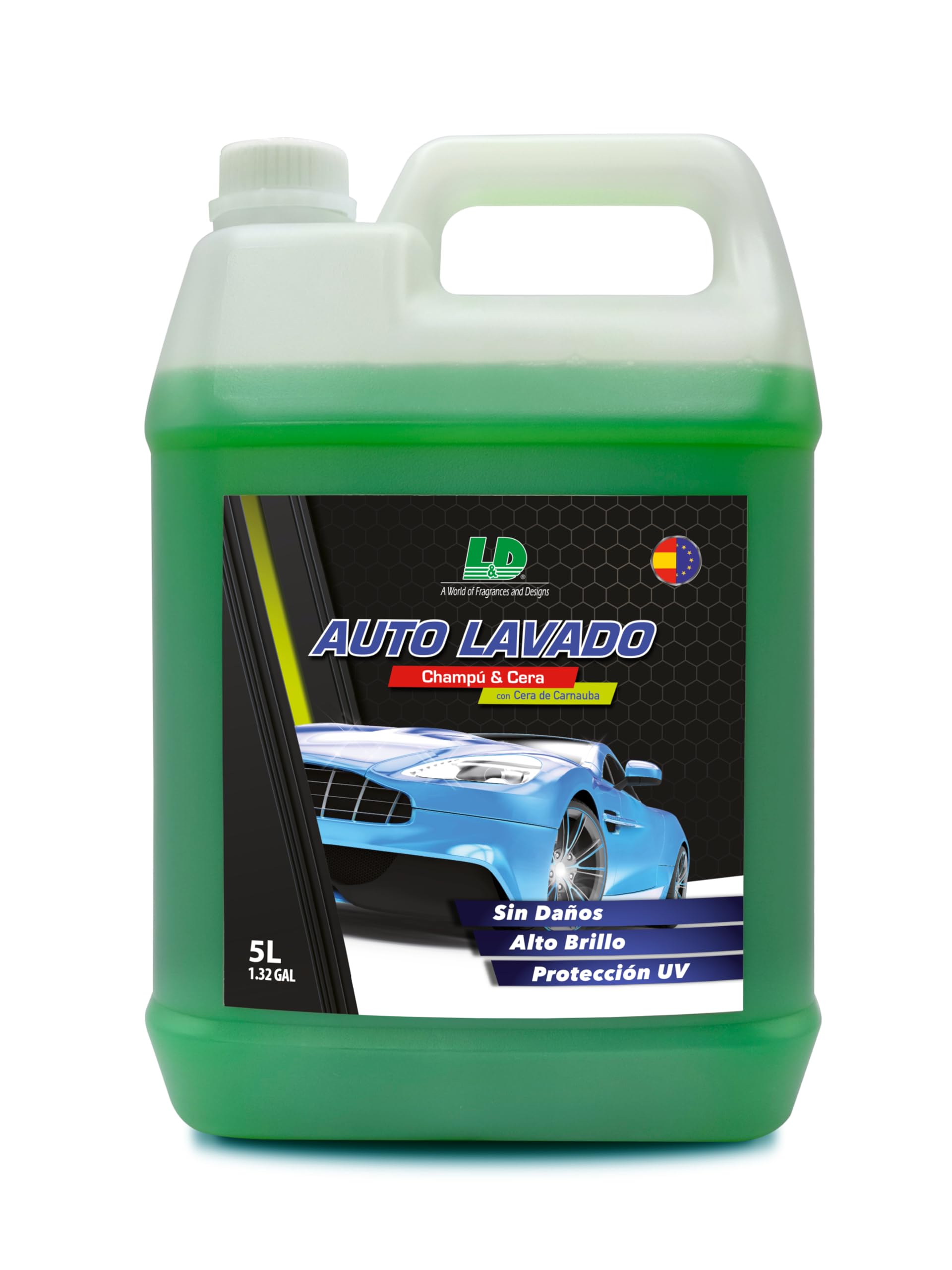 Car Care Auto Lavado - Champú con cera de Carnauba para coche. Garrafa 5L + un ambientador