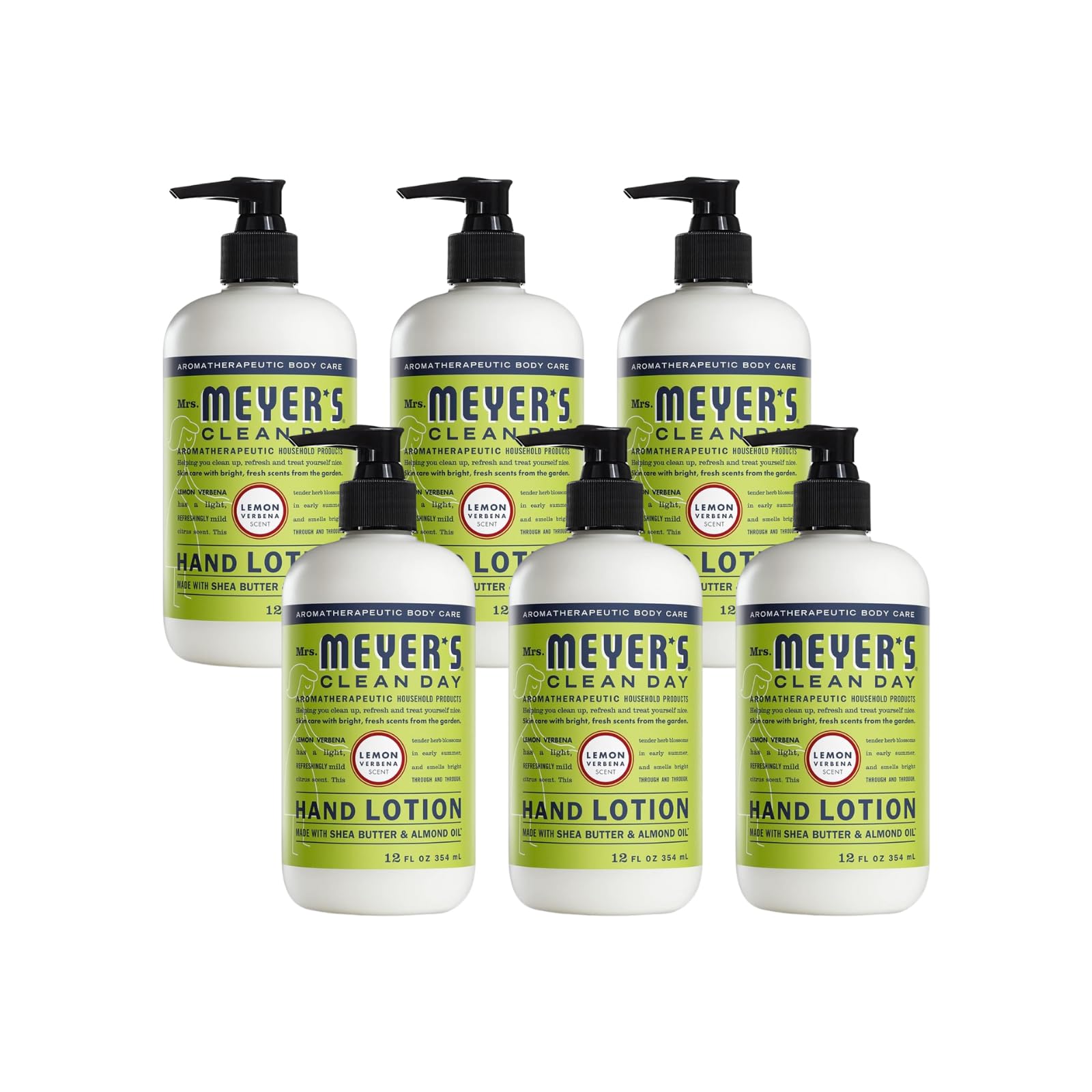 Mrs. Meyers Clean Day Lemon Verbena Hand Lotion, 12 Fluid Ounces (Pack Of 6)