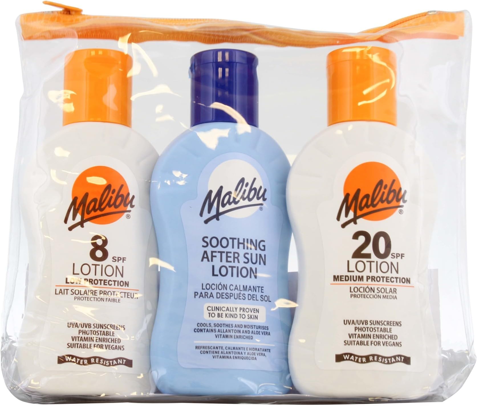 Malibu Sun Travel Essentials, Dry Oil Sprays and Soothing Aloe Vera Aftersun ...