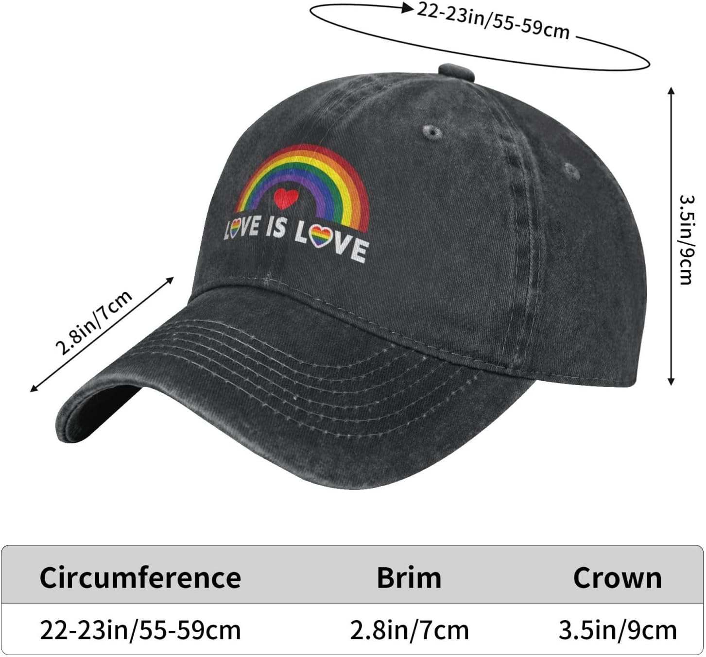 Love is Love Rainbow Hat Pride Baseball Cap Adjustable Cotton Vintage LGBT Hat Gay Lesbian Caps - Image 6