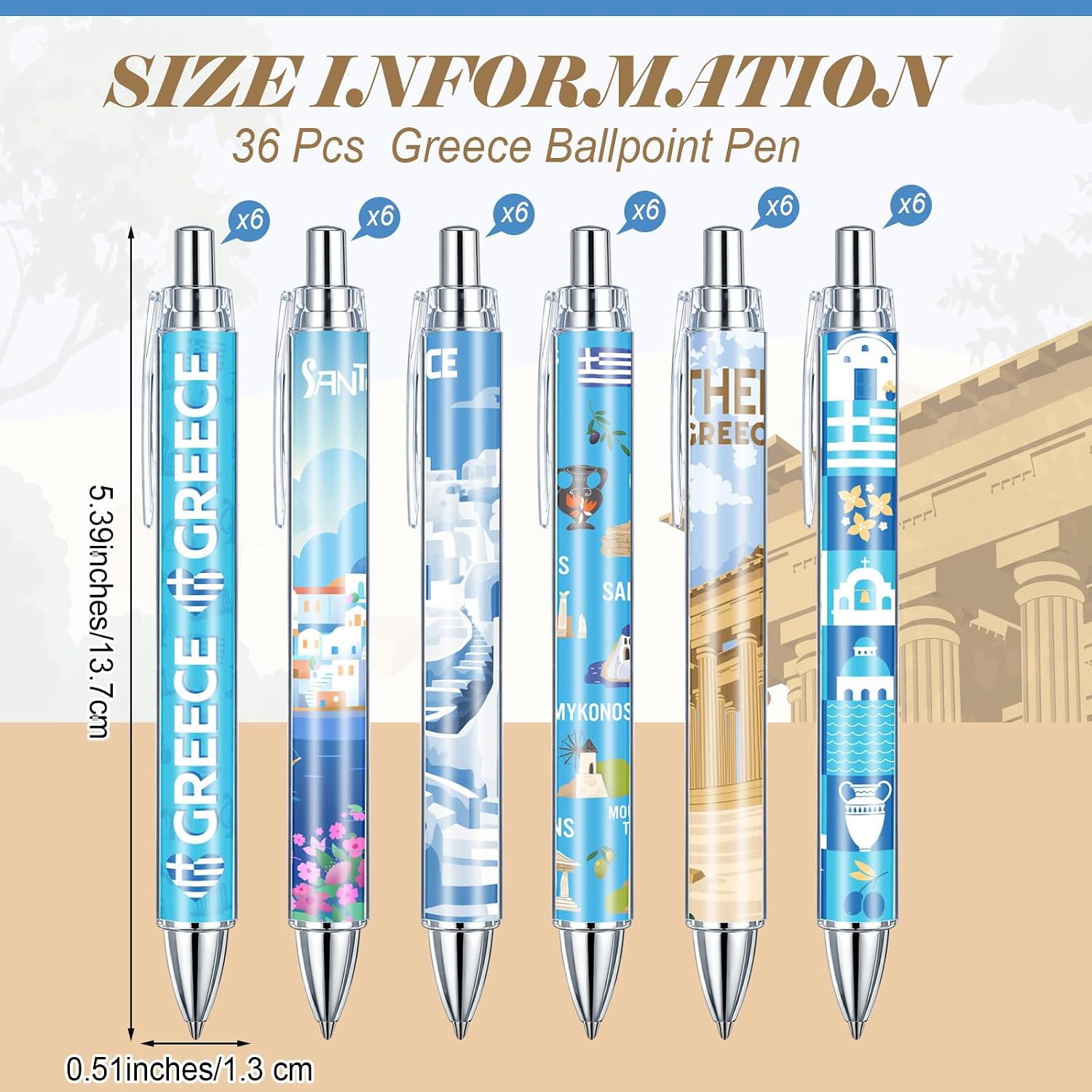 Sayglossy 36 Pcs Greece Ballpoint Pen Greek Civilization Souvenir Gift Bulk image 2