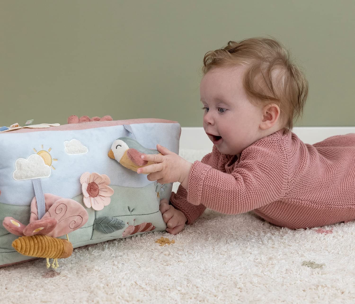 Little Dutch Fühldreieck Activity Spielzeug Stoff Baby rosa - Flowers & Butterflies