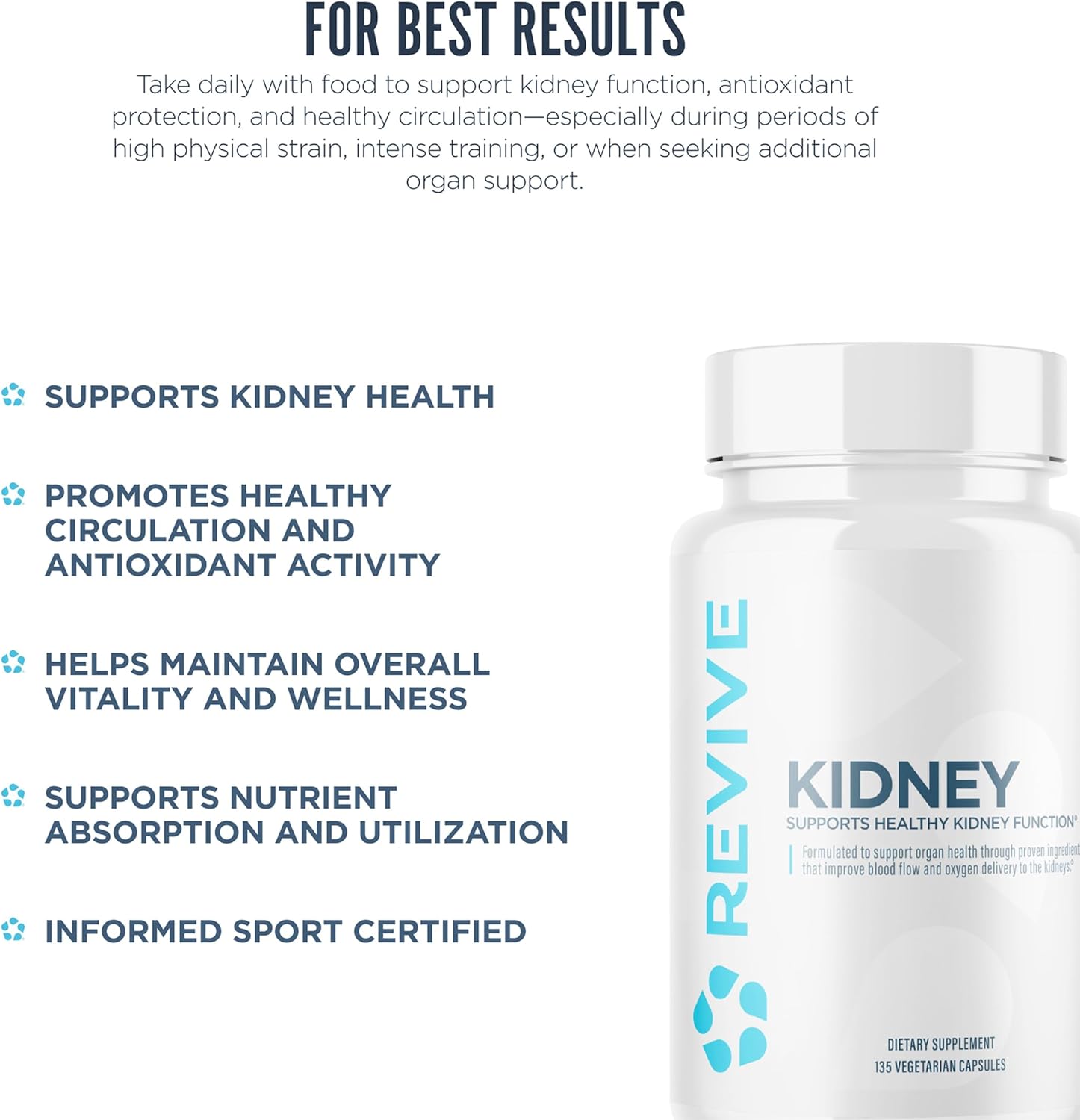 Revive MD Kidney Support Supplement for Men & Women – Kidney Cleanse & Detox Capsules for Overall Health & Function – Vegan-Friendly, Gluten-Free & Soy-Free (135 Vegetarian Capsules, 45 Servings) - Image 4
