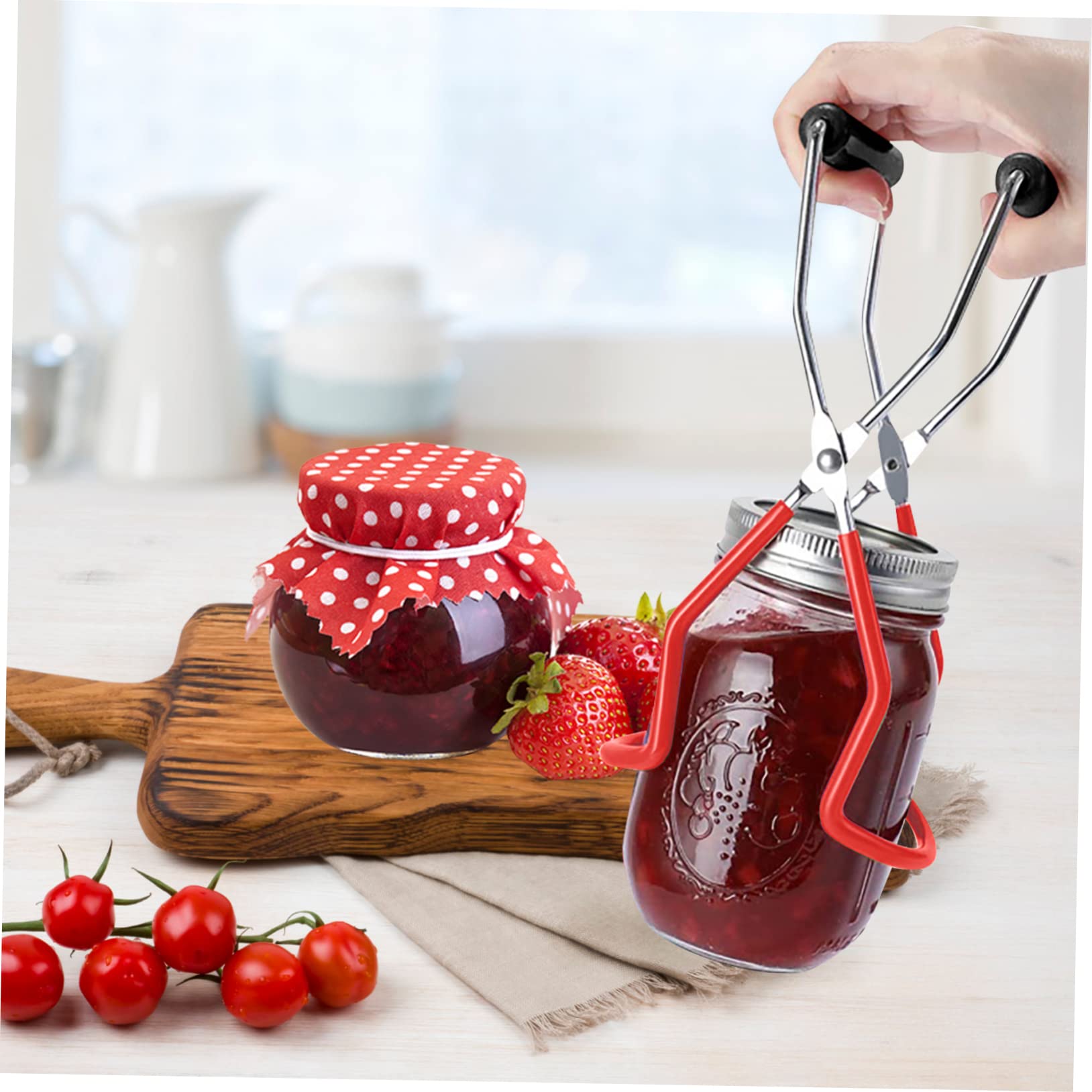 OUNONA Set Ustensiles Cuisine Professionnelle pour Mise en Conserve Pinces à Bocaux, Support à Couvercles, Acier Inoxydable et Silicone, pour Fabrication de Confiture