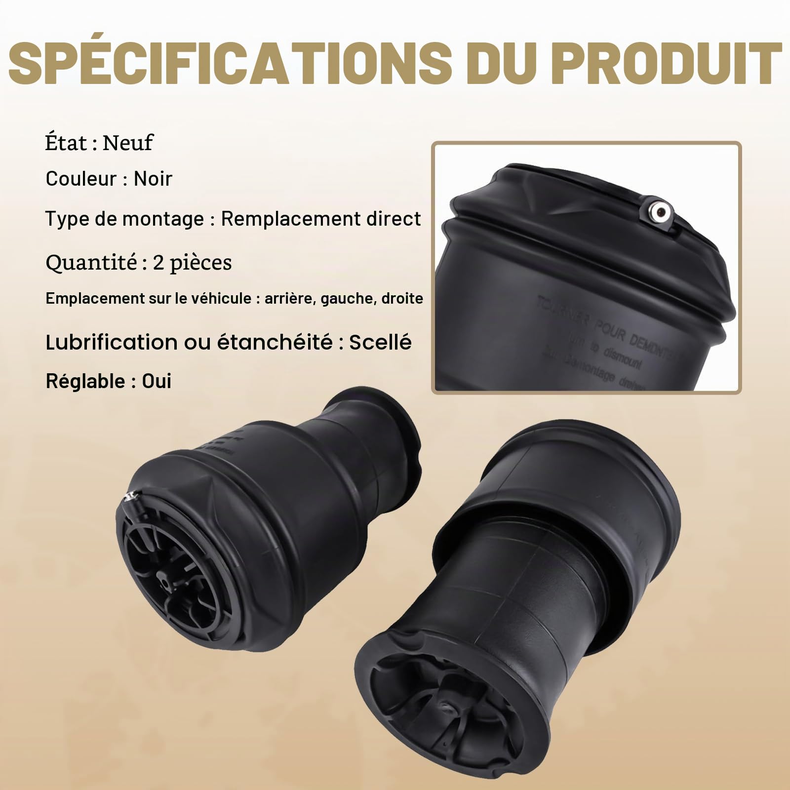 5102.R8 2Pcs sacs de suspension pneumatique arrière gauche et droite amortisseurs Compatible avec C4 Grand Picasso pièce# 5102.GN 9681946080 F307512401