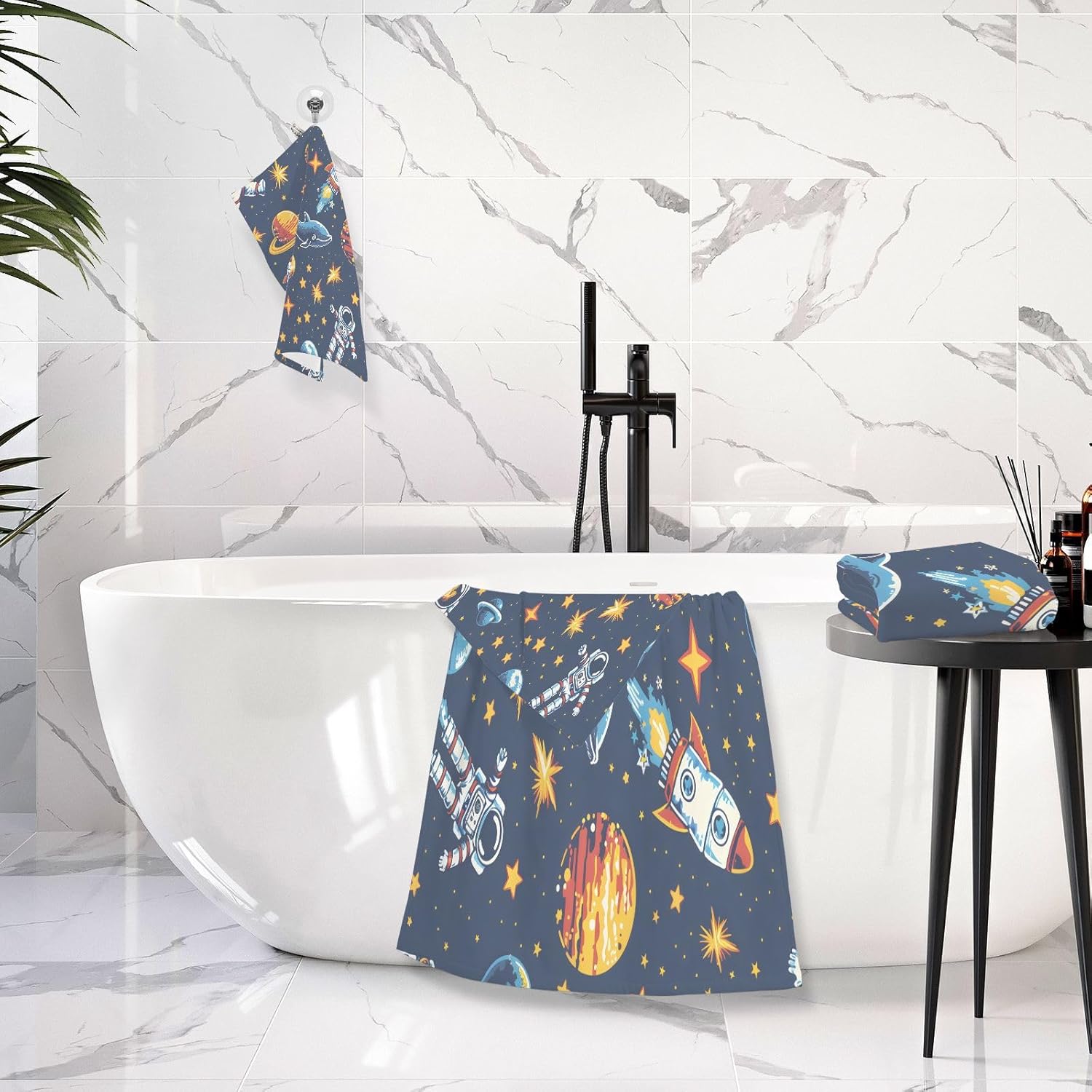 Hand Towels Premium Soft and Highly Absorbent Space Stars Seamless Pattern 2 Pcs Towels for Bathroom Set 100% Cotton Decorative Face Towels