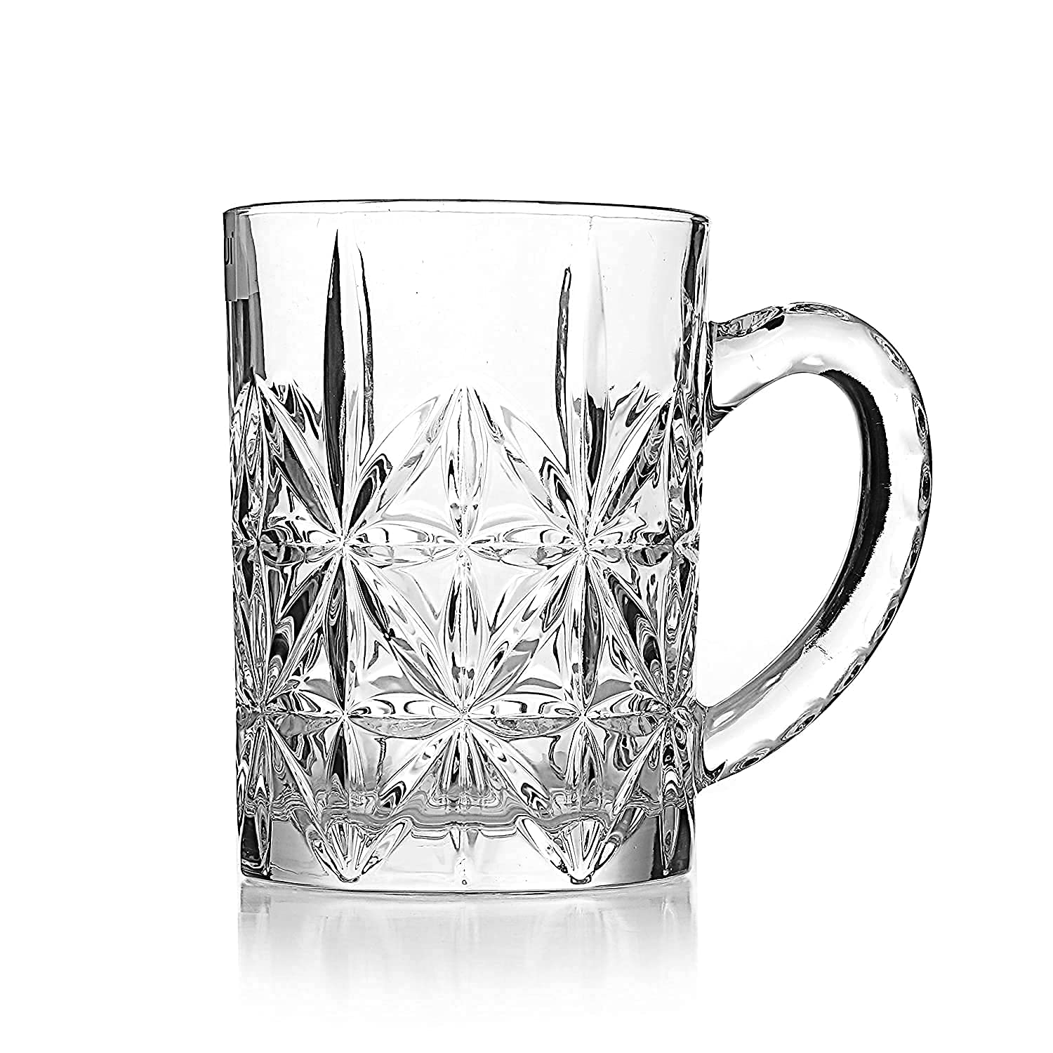KTC Plus Cool Glass Beer Mug 1 pcs., 420 ml Each, Transparent Serve | Wine | Juice | Mocktail | Cocktail | Drinking Glass with Handle | Dishwasher Safe