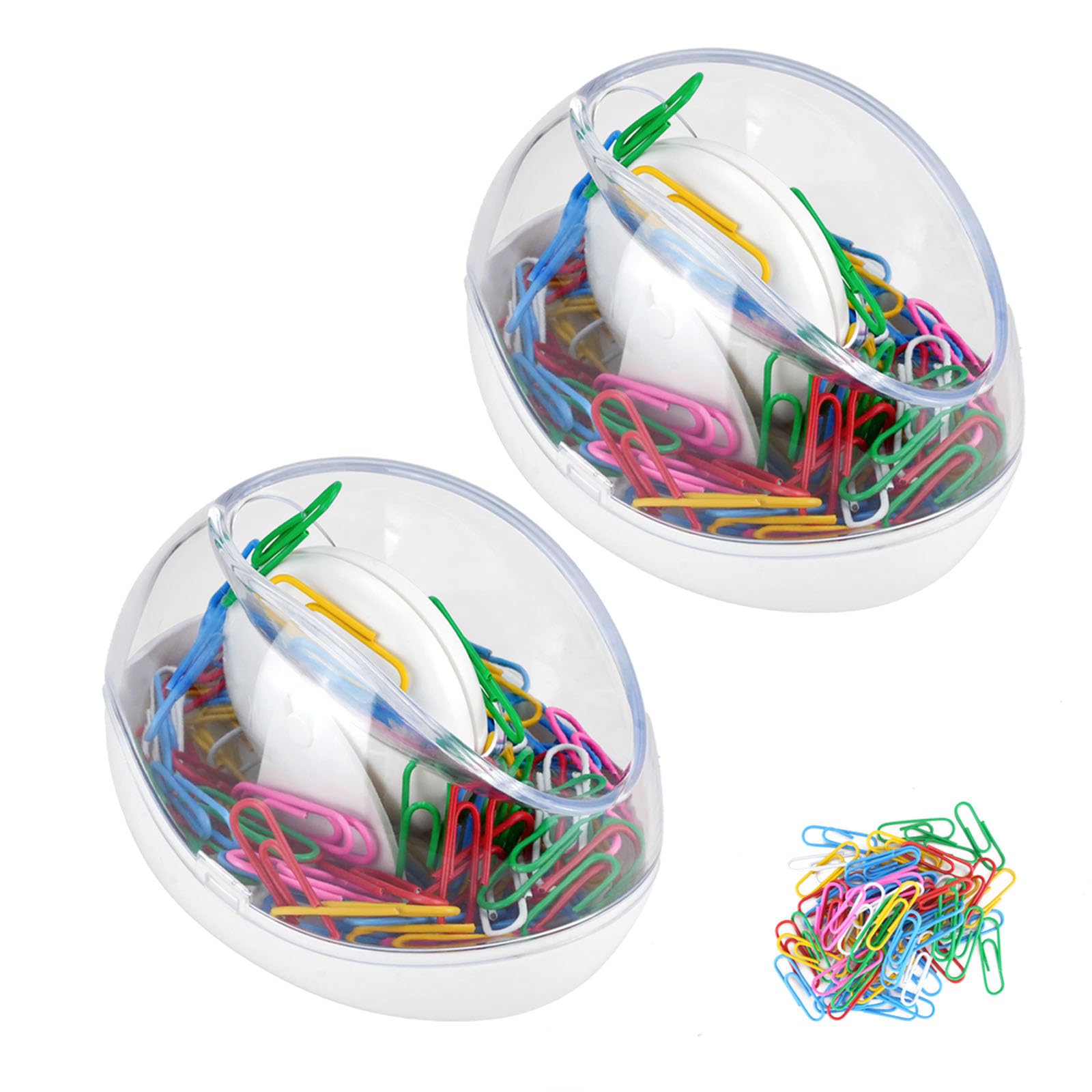 FHUIEWRY 2 Pack Paper Clip Holder with 100pcs Paper Clips, Paperclip Holders for Desk, Non-slip Stability Design, Plastic Magnetic PaperClips Box for Home Office Supplies Accessory