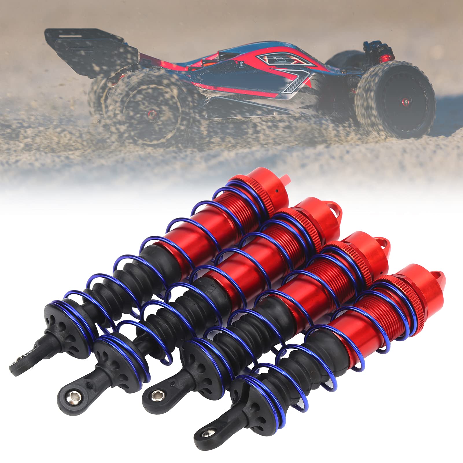 Amortisseur de voiture RC en alliage d'aluminium, 4 pièces, Stable, haute élasticité, avant et arrière, pour voiture E Revo 1/16 RC (Bleue Amortisseur de voiture RC en alliage d'aluminium, 4 pièces, Stable, haute élasticité, avant et arrière, pour voiture E Revo 1/16 RC (Bleue