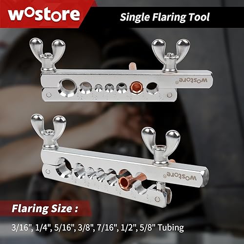 Miniatura 3 de Wostore Juego de herramientas de abocinación de tubería de una sola llamarada, 7 troqueles de kit de 3/16-5/8 pulgadas en HVAC para fontanería de