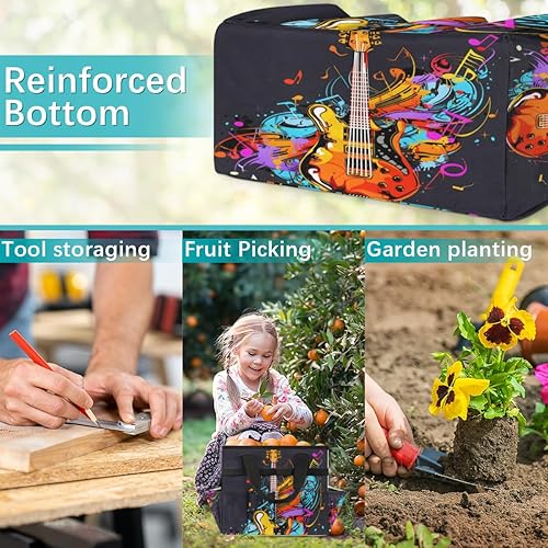 Miniatura 7 de Music Guitar Garden Tool Tote Bag for Women Men Gardening Tool Storage Bags with 10 Pockets Standable Garden Home Tool Kits Organizer for Indoor