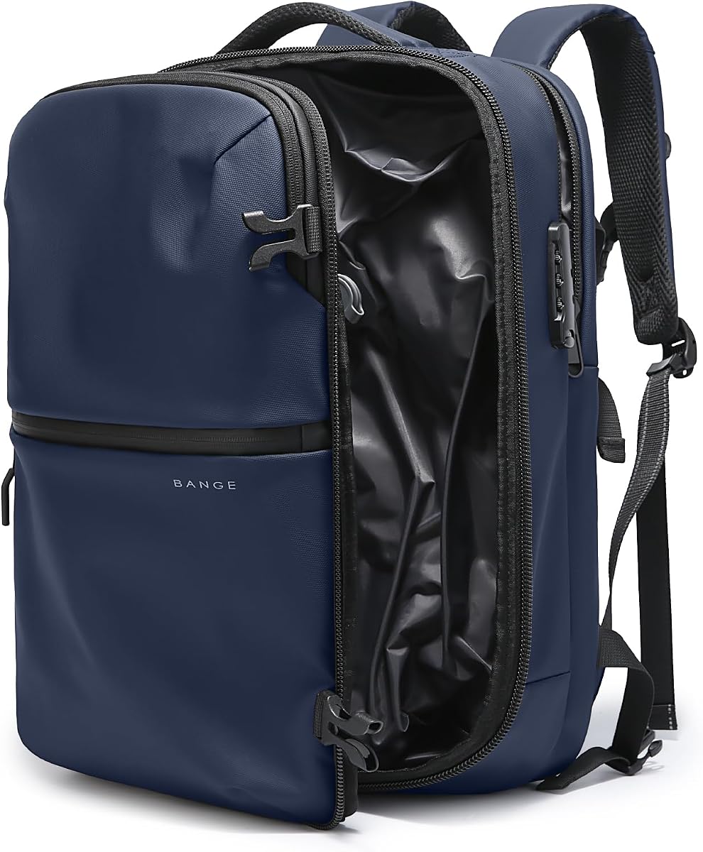 BANGE Travel Backpack with Vacuum Pocket and TSA lock version can hold 15.6 inch Laptop suitable Overnight Flight Approved Anti-theft Bag