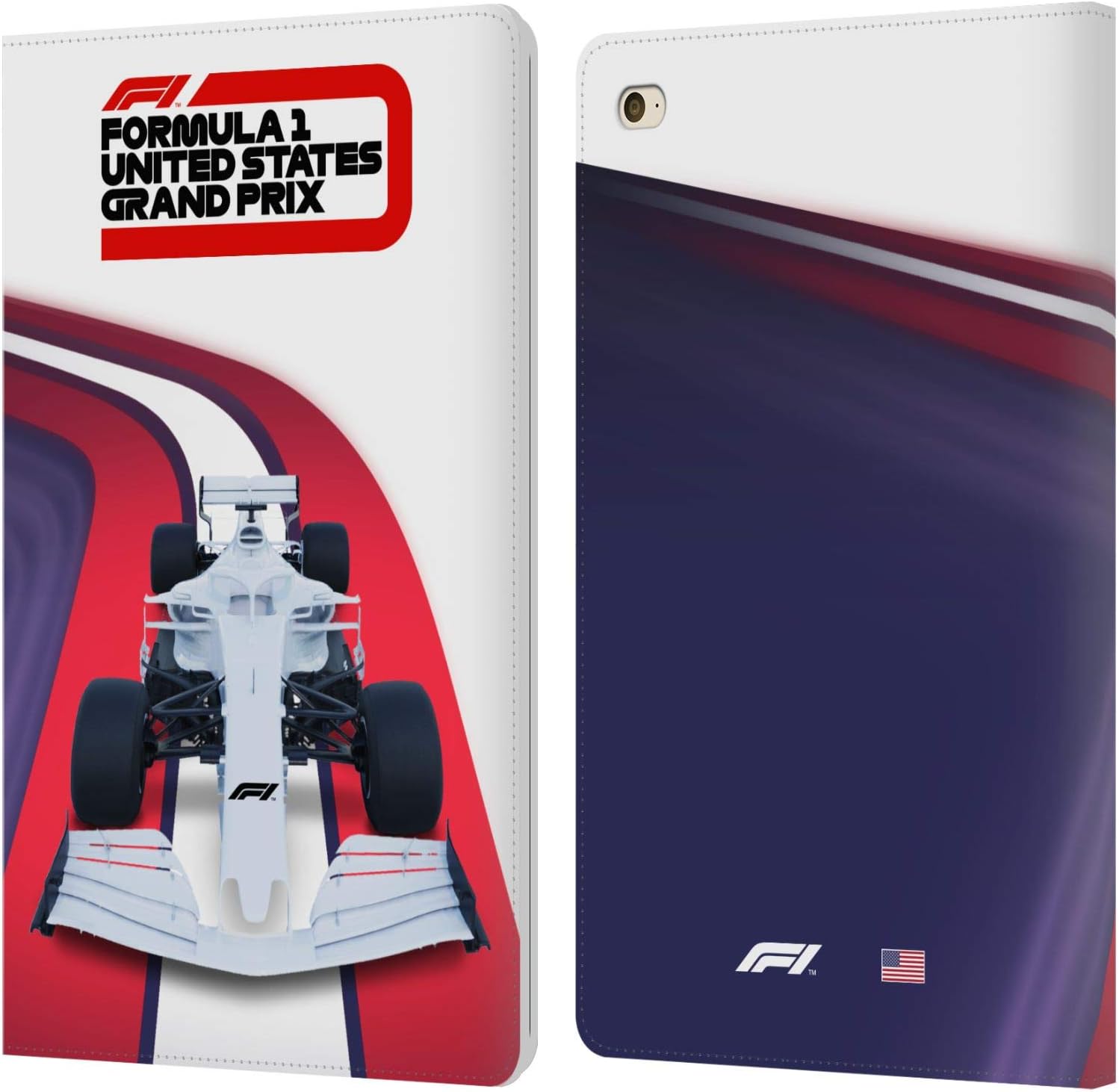 Head Case Designs Officially Licensed Formula 1 F1 United States Grand Prix World Championship 2 Leather Book Wallet Case Cover Compatible with Apple iPad Mini 4
