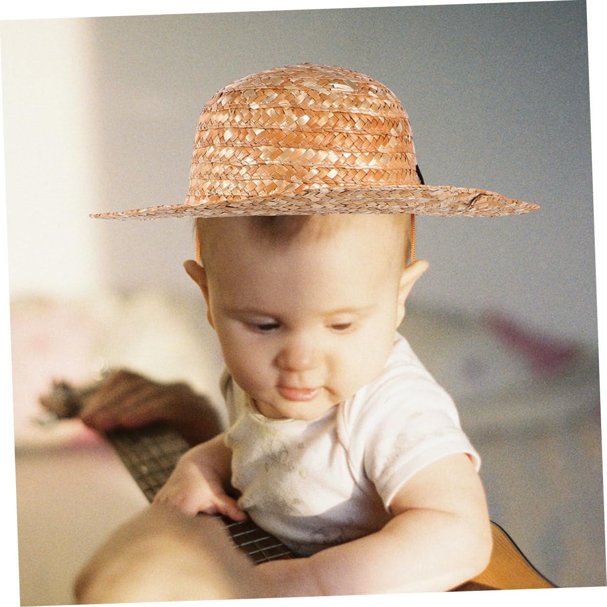 Holibanna Sombrero de Paja para Niños, Sombrero de Playa para Exteriores Protección Solar y Diseño Decorativo para Actividades al Aire Libre
