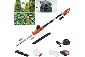 VEVOR Pole Cordless Hedge Trimmer, 20V Battery Powered Hedge Cutter, 74"-94" Telescoping Design