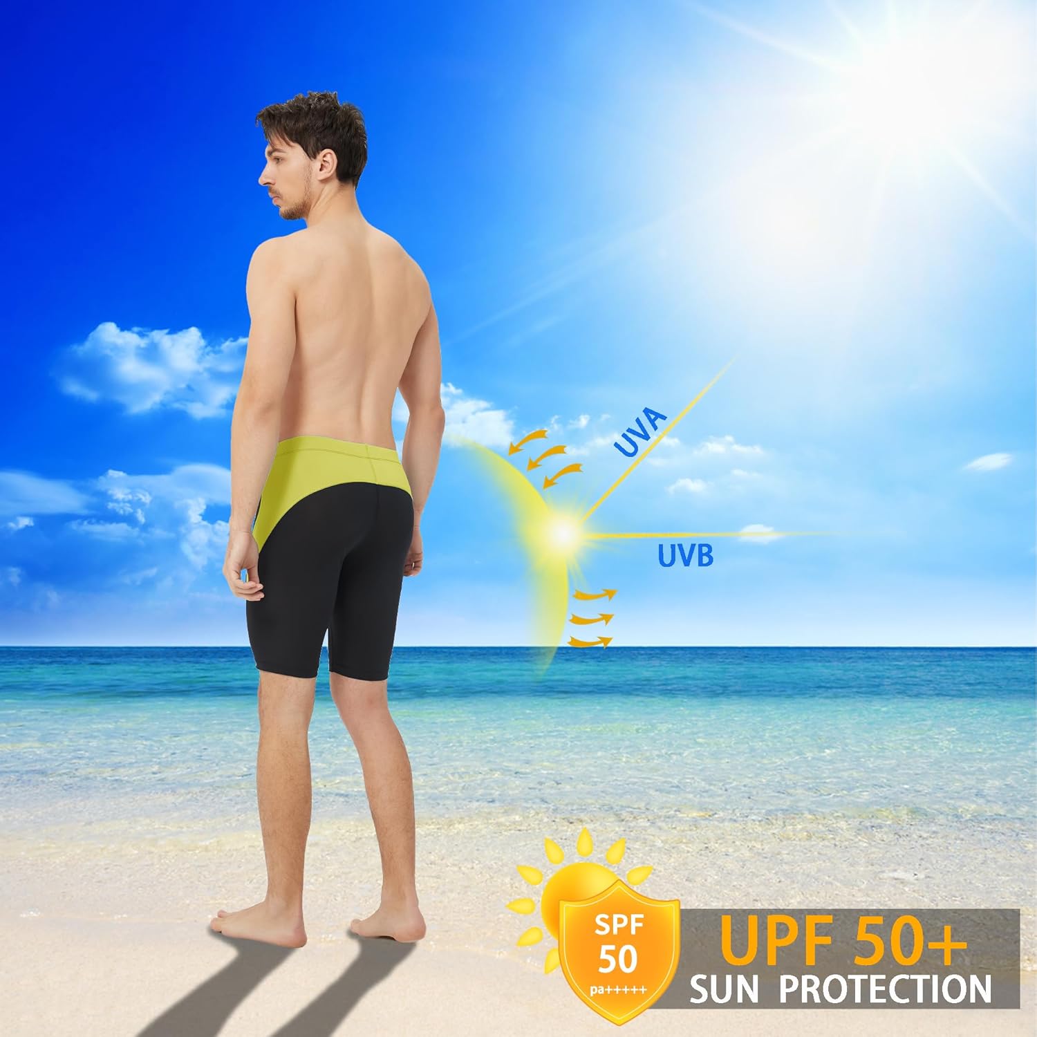 Men's Swim Jammers Competitive Athletic Swim Team Suit Training Endurance Racing Quick Dry Swimming Shorts UPF 50 - Image 3