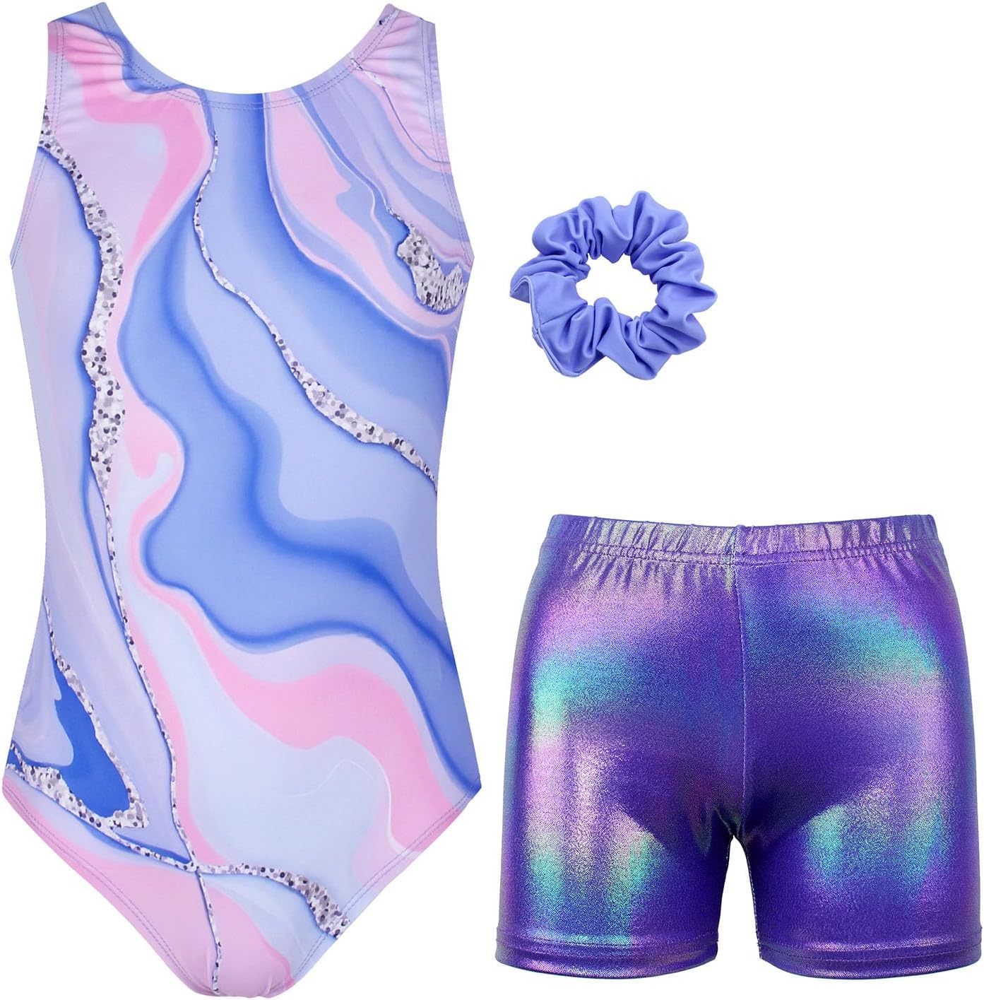 JESKIDS Gymnastics Leotards for Girls Dance Unitards Biketards Matching Shorts Activewear Suits for Girls 4-13 Years