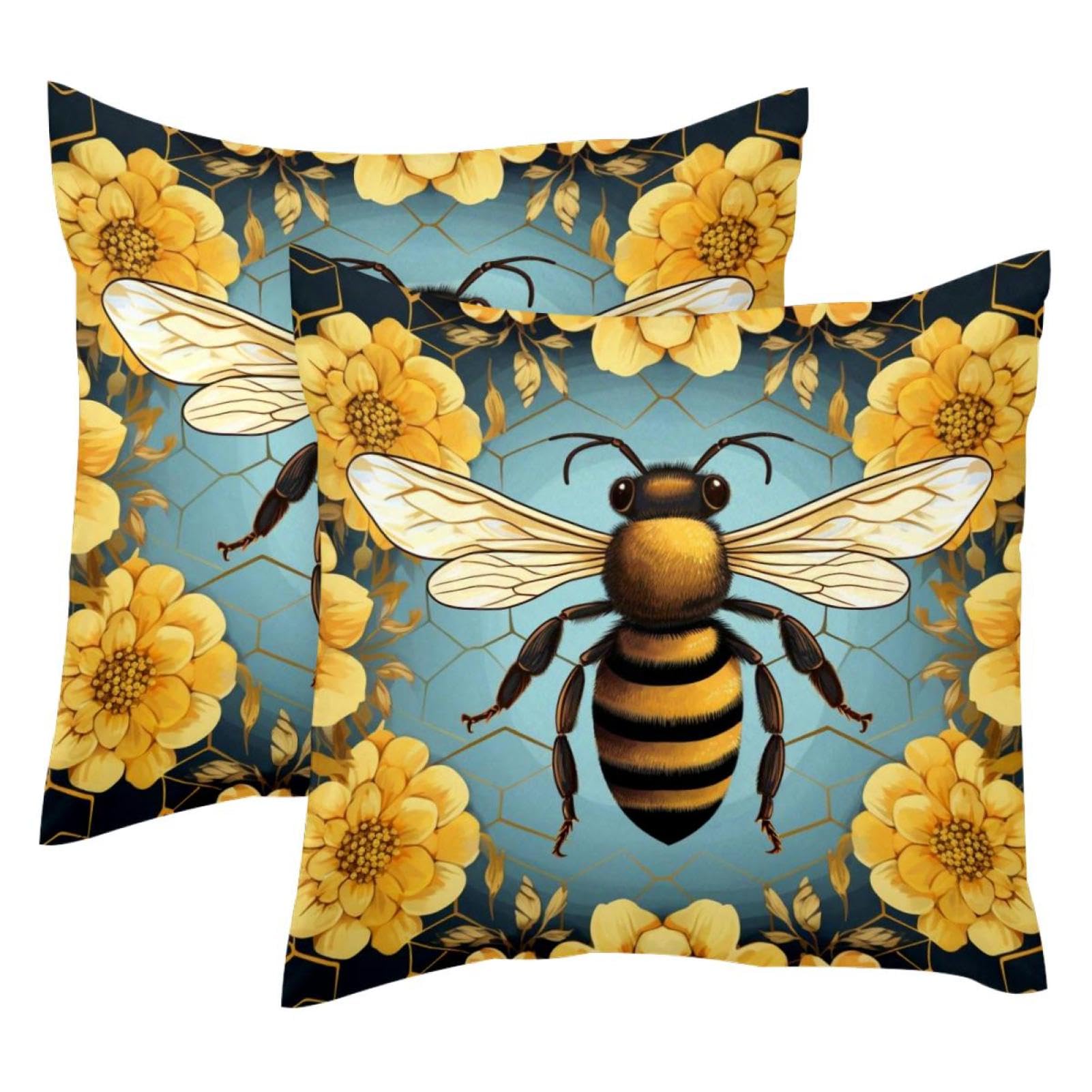 Housse de coussin velours 50 x 50 cm motif abeille pour créer un coin lecture cocooning au salon