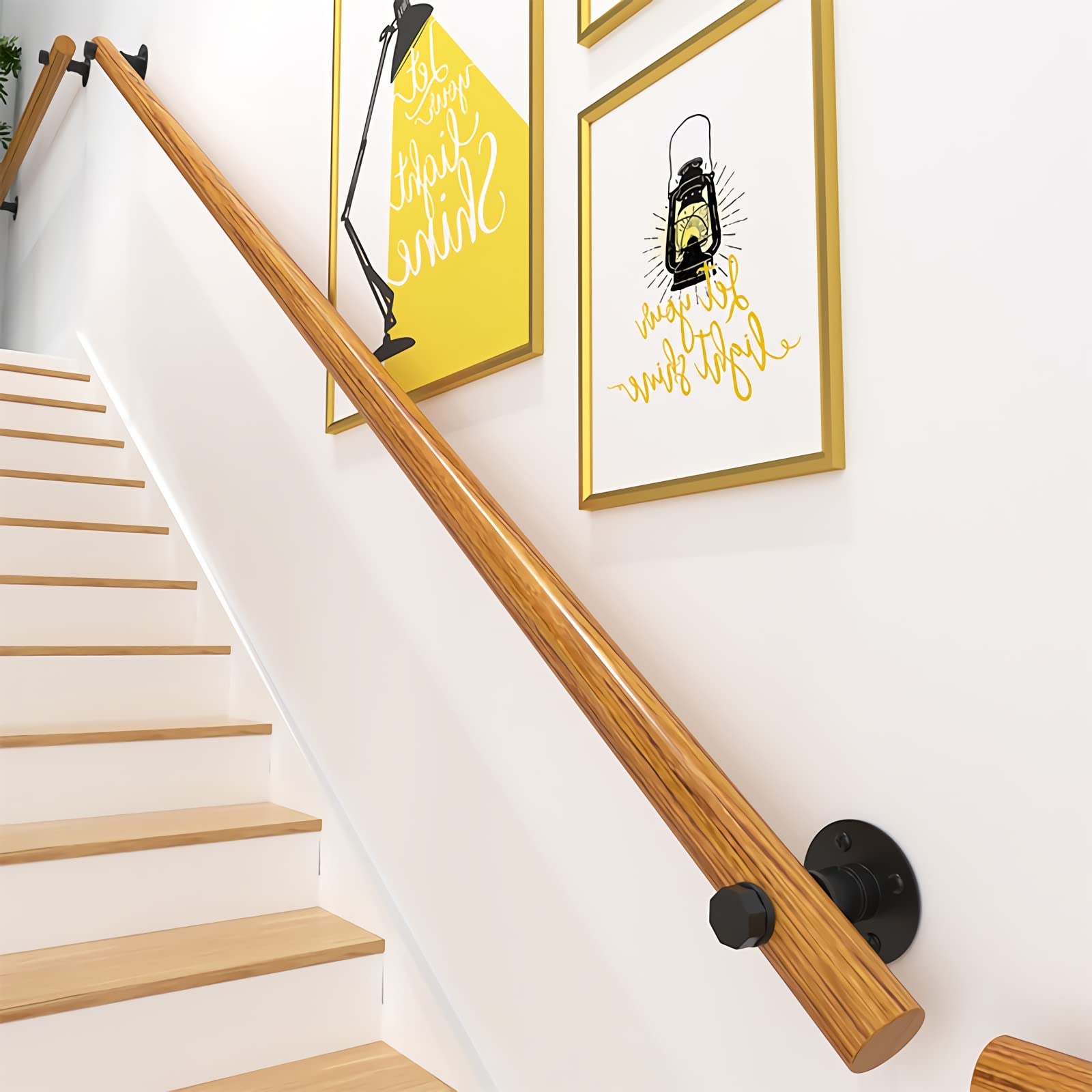 Gyeqxkt Wood En Stair Handrail Non Slip Wall Mounted Stairs Railing For Indoor Outdoor Garden 1Ft 20Ft