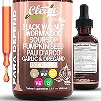 Clean Nutra Para Defend Wormwood Black Walnut Cleanse Drops - Gut Health Immune Support with Soursop Garlic Turmeric Berberine