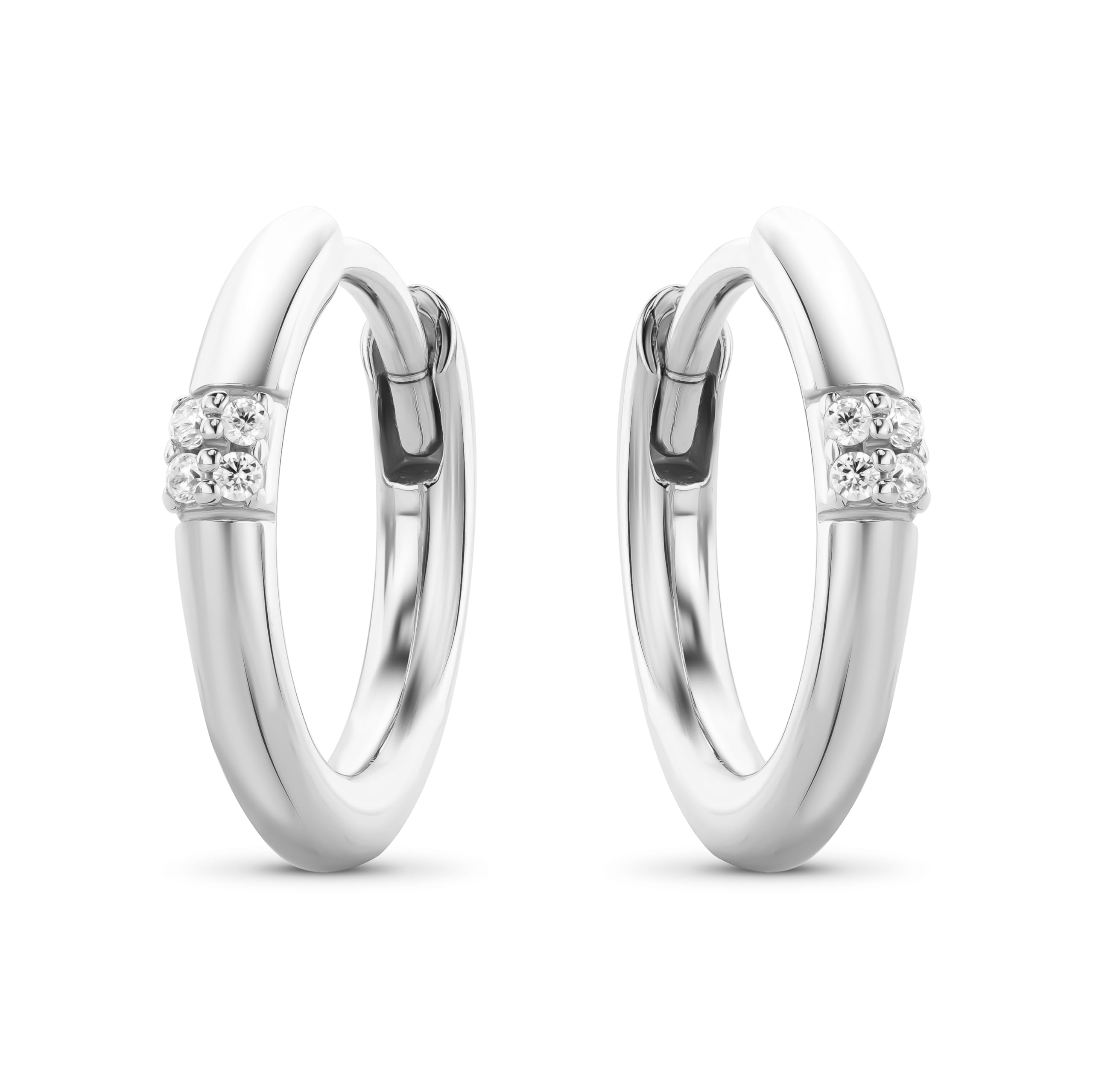 Miore Orecchini Donna Argento e Placcati Oro Giallo 18K, Orecchini cerchio in Argento 925 e Zirconi Brillanti. Orecchino Classico a Lobo anallergico.