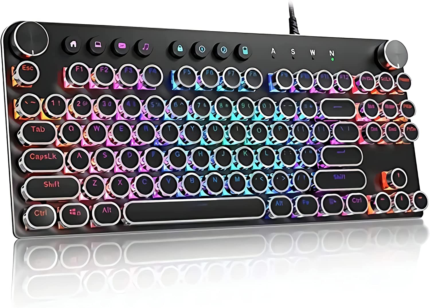 Mechanical Keyboard, STOGA Gaming Keyboard with USB Wired 18 Kinds of RGB Backlight Blue Switch Typewriter PC Keyboard, 87 keys Anti-Ghosting
