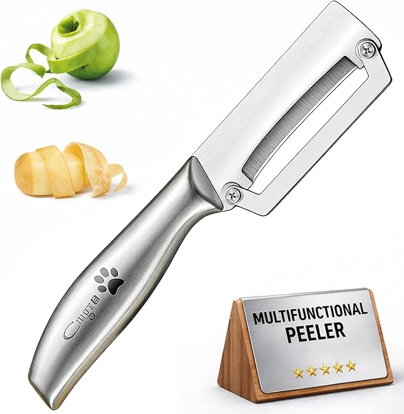 Vegetable Peeler, All Stainless Steel Potato & Fruit Peeler, Professional Kitchen Peeler with Ergonomic Handle, Zero Snag Design for Easy Peeling - 1