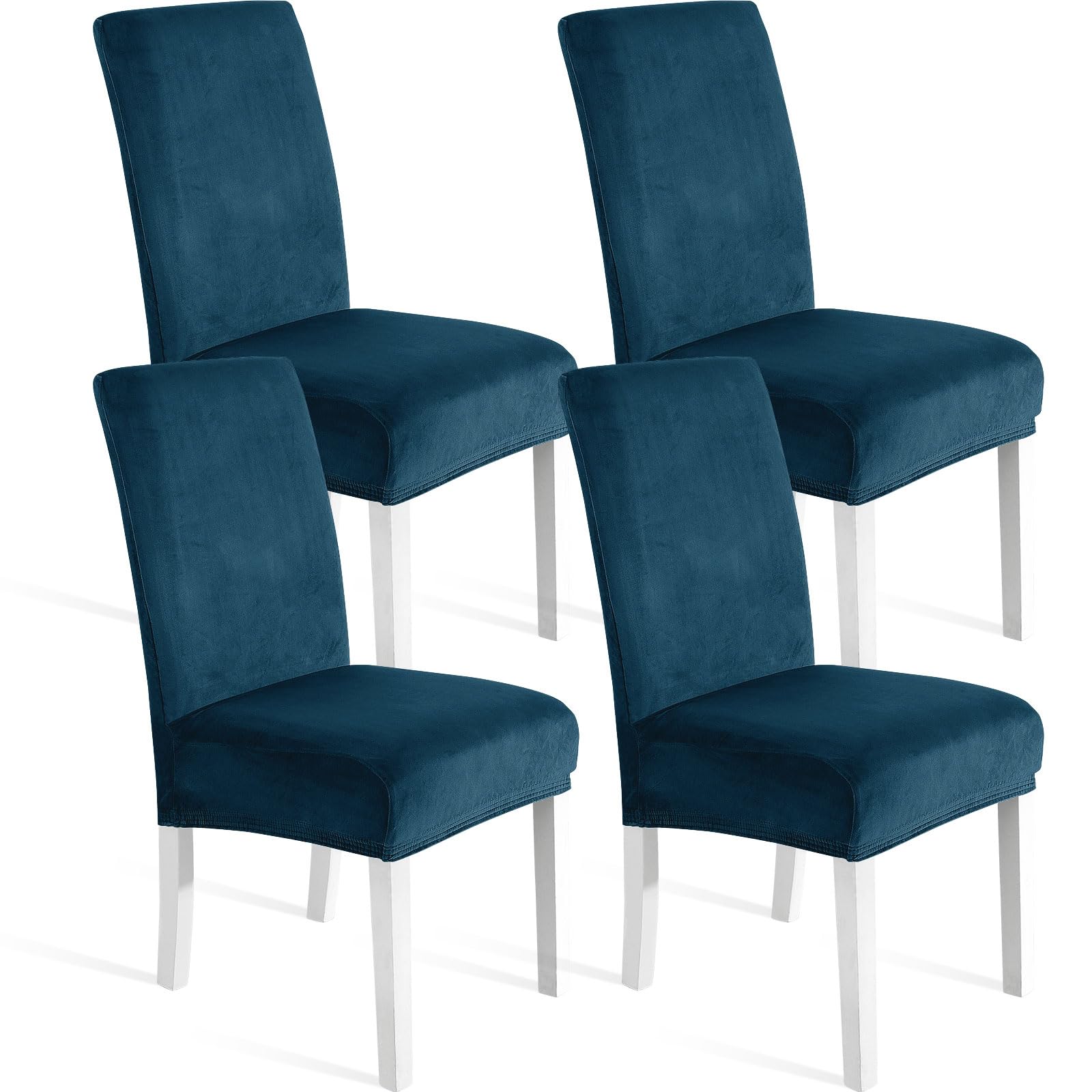 Housse de chaise velours bleu paon lot de 4 Ystyle pour salle à manger