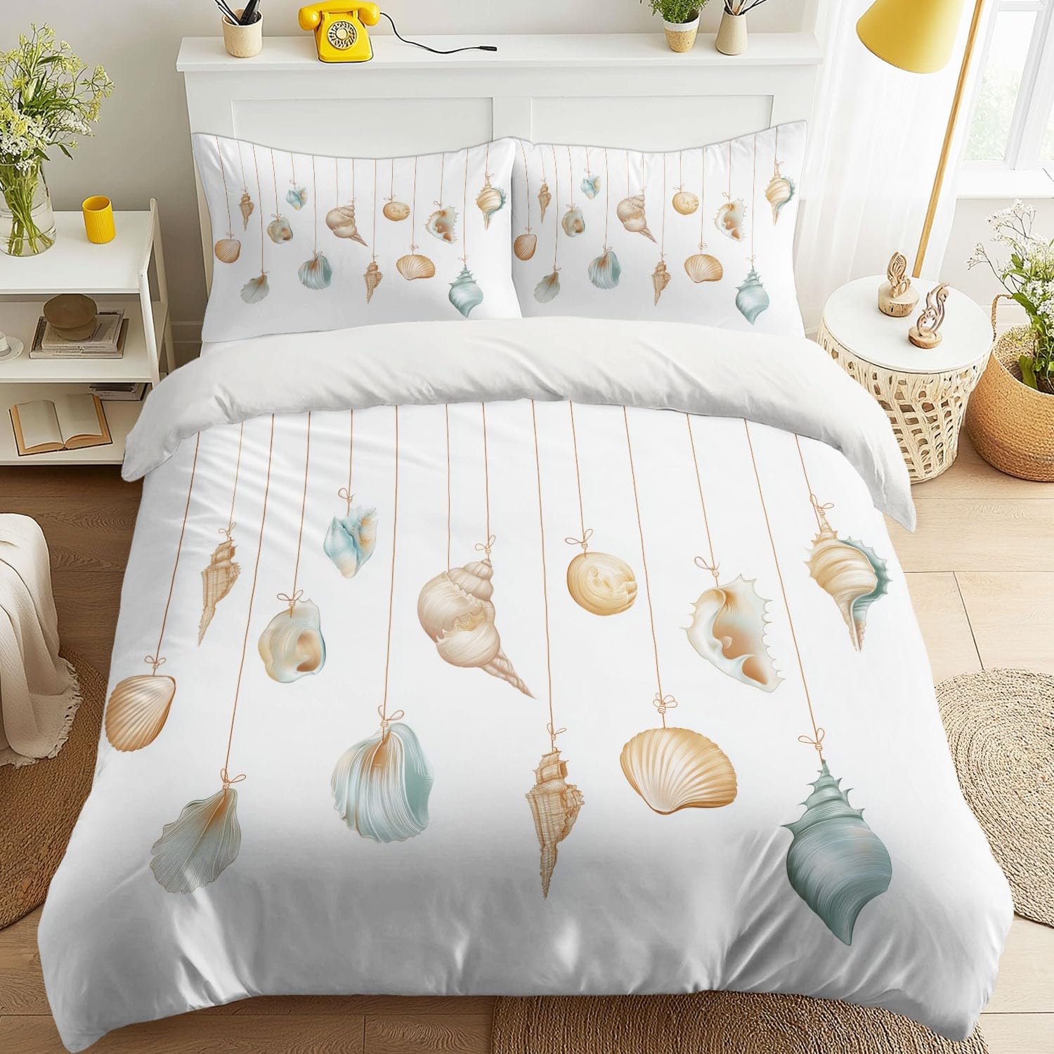 Housse de couette coquillages lavable pour éliminer les taches de la parure de lit enfant