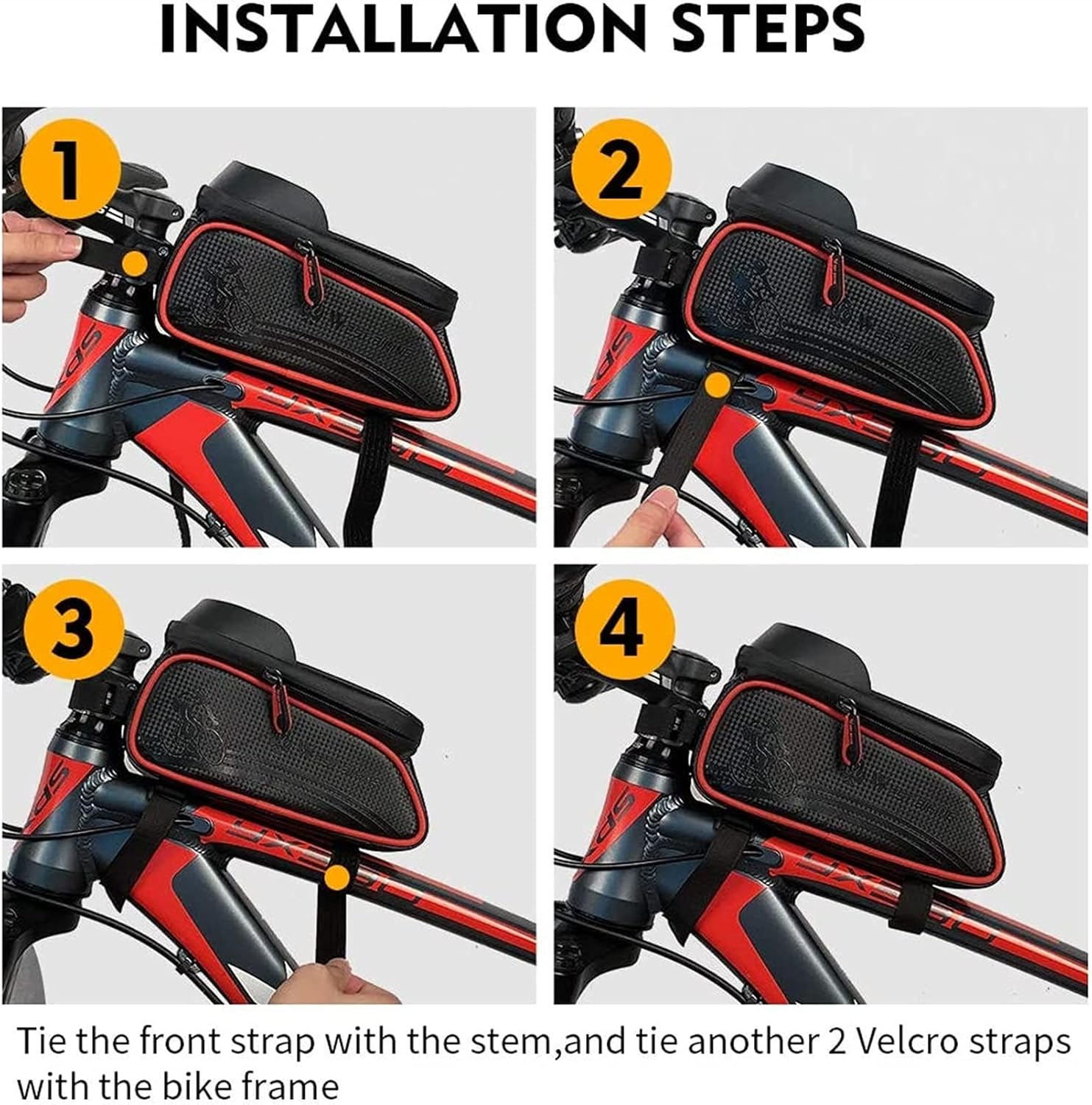 Bicycle Handlebar Chartered Front Bag, Riding Equipment, Bicycle Bag, Front Bag, Upper Tube Bag(Red)