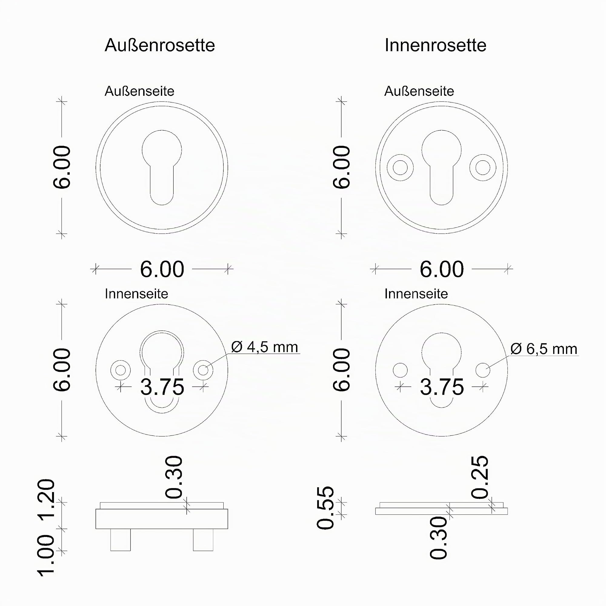 JUVA Schutzbeschlag Haustür Zylinder-Sicherheitsrosette Antik Schutz-Rosette schwarz - G5010 | PZ - Profilzylinder | Rosettenpaar rund für Wohnungseingangstüren | 1 Paar - Tür-Rosetten Wohungstür