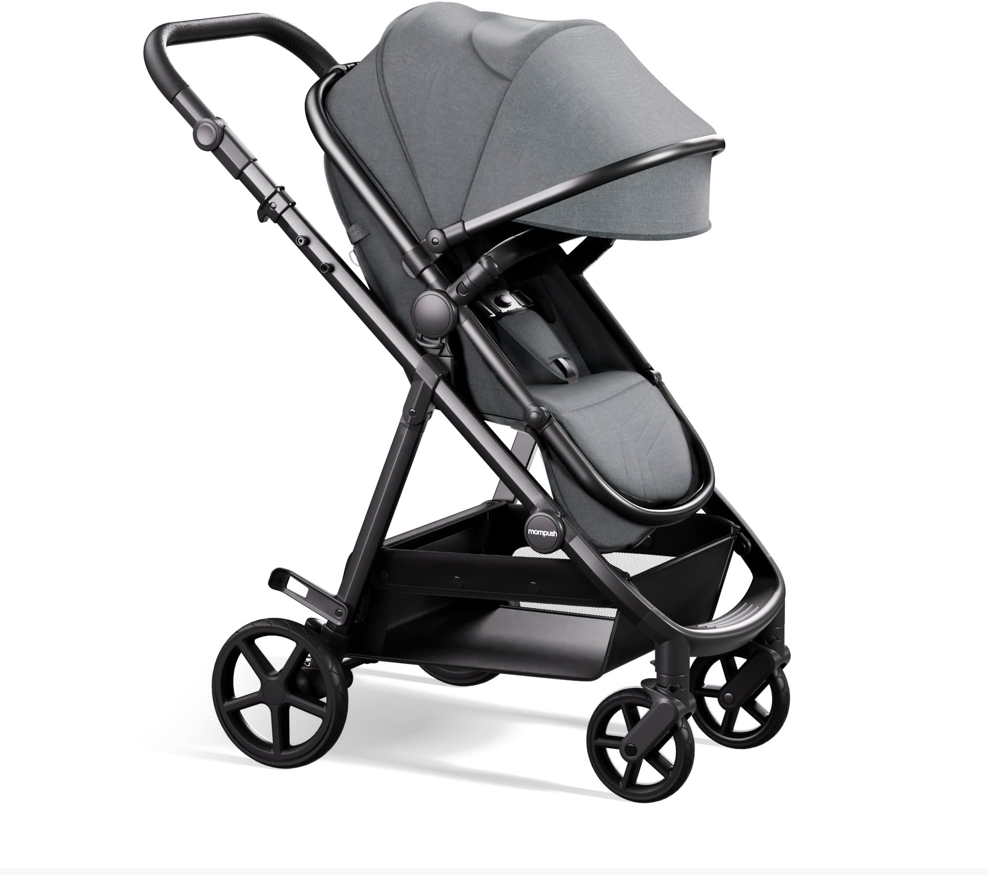 Mompush Baby Stroller, Convertible 2-in-1 with Bassinet Option, Infant Car Seat Compatible, Includes Adapter - Sturdy Full-Size Infant Stroller for Family Adventures