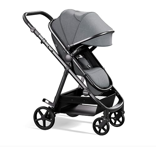 Mompush Baby Stroller, Convertible 2-in-1, Infant Car Seat Compatible, Includes Adapter - Sturdy Full-Size Infant Stroller for Family Adventures
