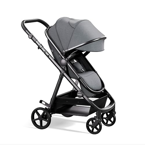 Miniatura 10 de Mompush Wiz - Cochecito de bebé 2 en 1 con modo moisés, cochecito convertible para recién nacidos y niños pequeños con asiento reversible y toldo