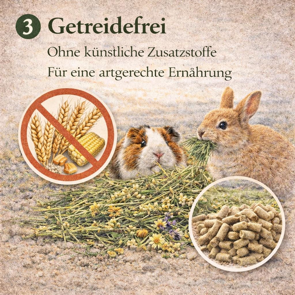 PureMeadow Premium Wild Meadow Mix - Comida natural para conejos y cobayas, sin cereales, con hierbas de prado, 5 kg