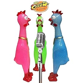 Animolds Squeeze Me Rubber Chicken Toy | Screaming Squeaky Chicken for Kids & Dogs | Novelty Prank Gag Gift (1 Pack Glow in The Dark)