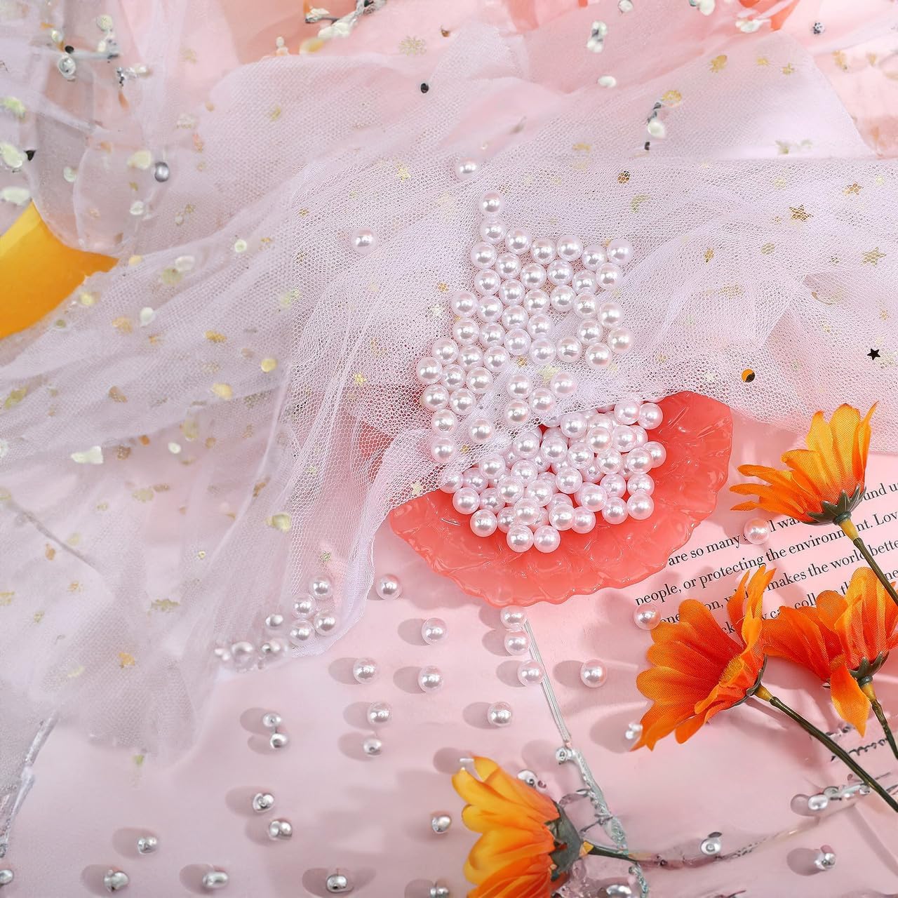 WGV Small White Plastic Pearl Beads 36 Bags of 1 LB Loose Pearl, Approx 720 Pearls/Bag, No Holes, 0.4"(10 mm), Vase Filler, Art Crafts, Table Scatter