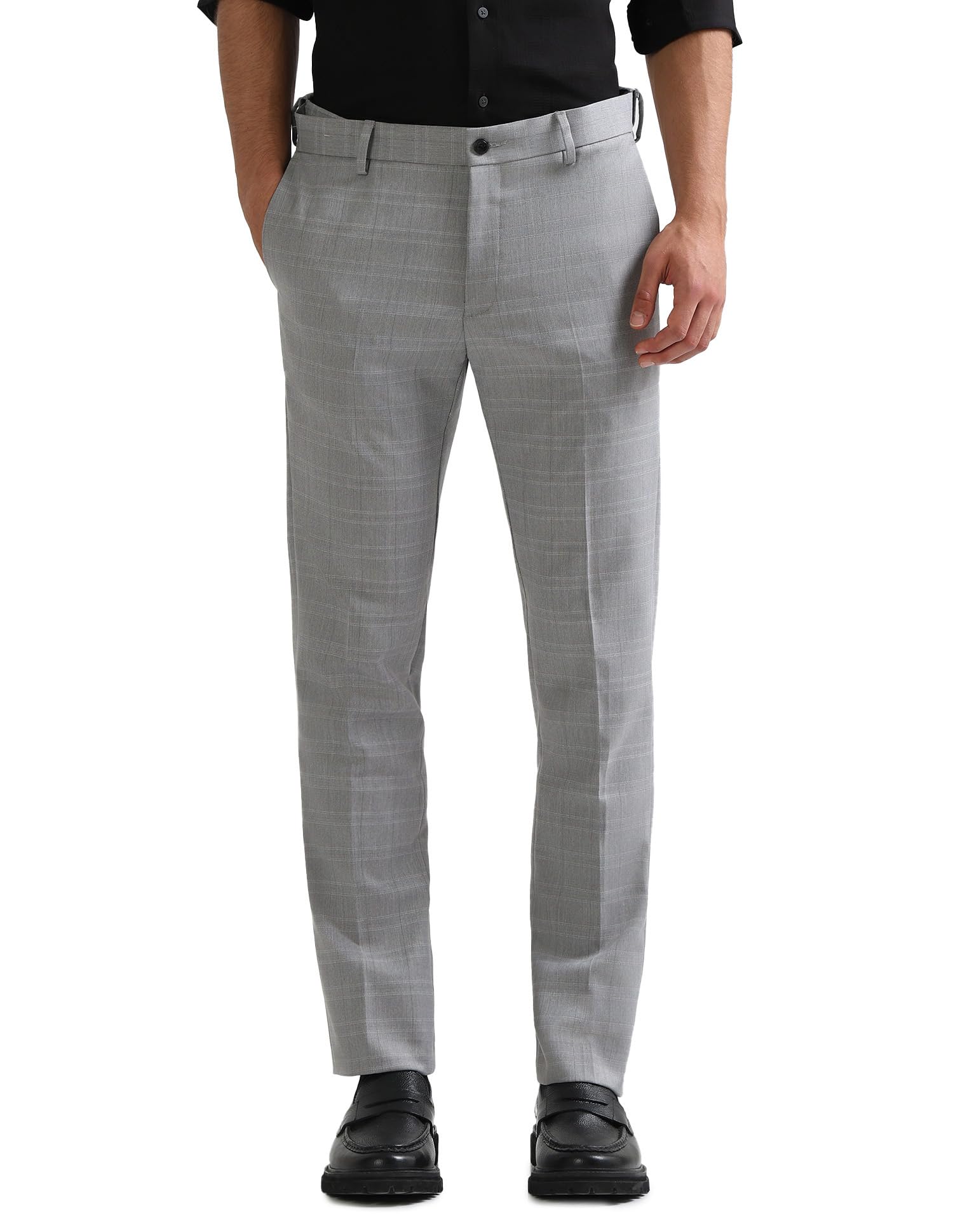 Newyork Men's Checked Dobby Weave Trousers-image-32