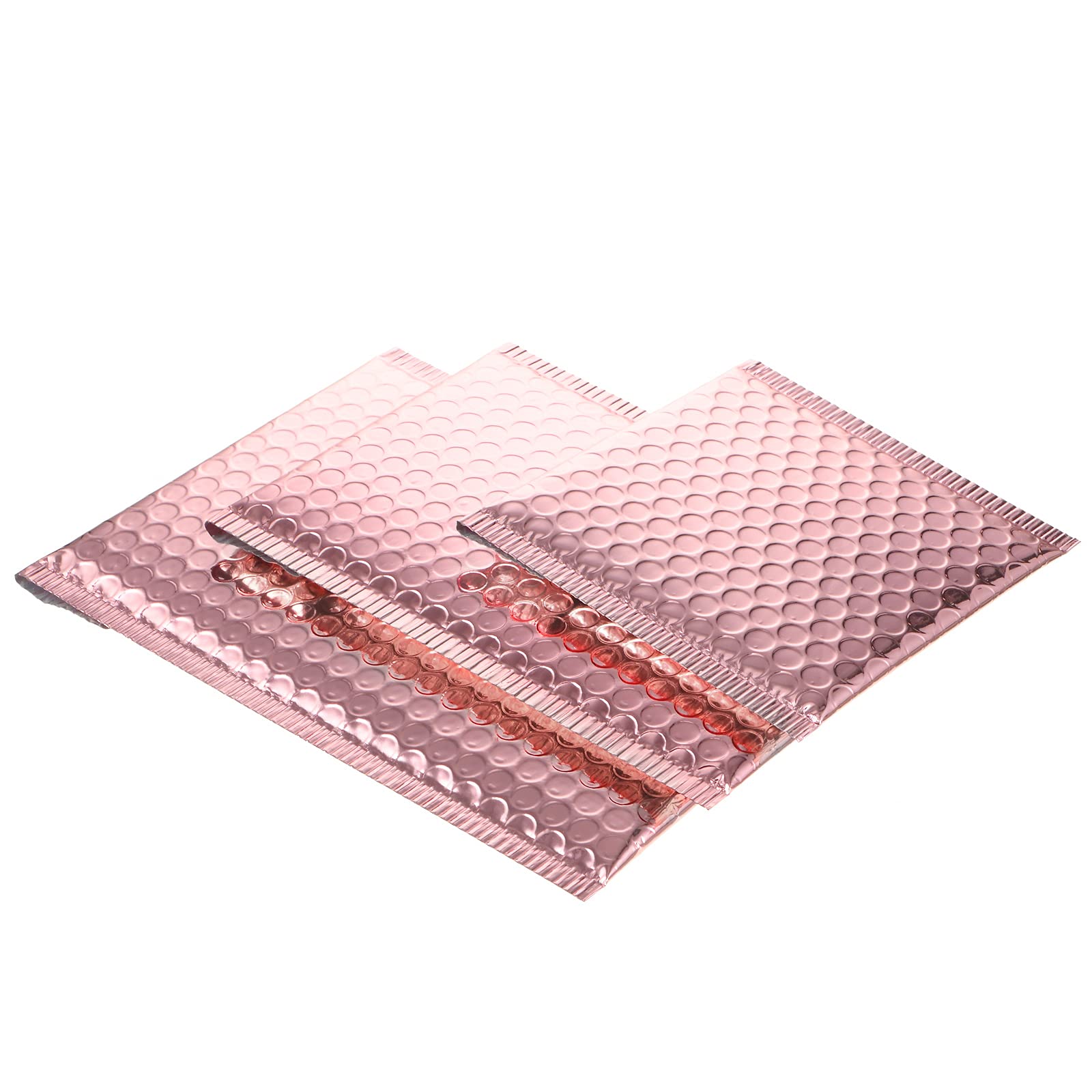 Lot de 50 enveloppes rembourrées métallisées à bulles pour envoi postal, rembourrées en aluminium, avec fermeture adhésive, sacs d'expédition pour emballage postal (style simple, or rose)