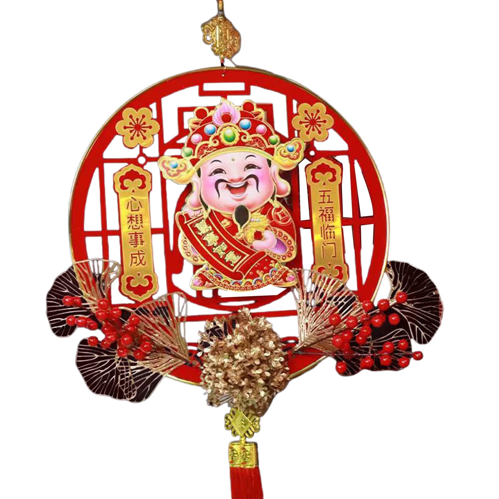 Tsophreniq Electric God of Wealth Figurine Pendant Good Luck Shaking Head God of Wealth Figurines Hangings for Festival Ambiances Fortunes Bringing Accessory