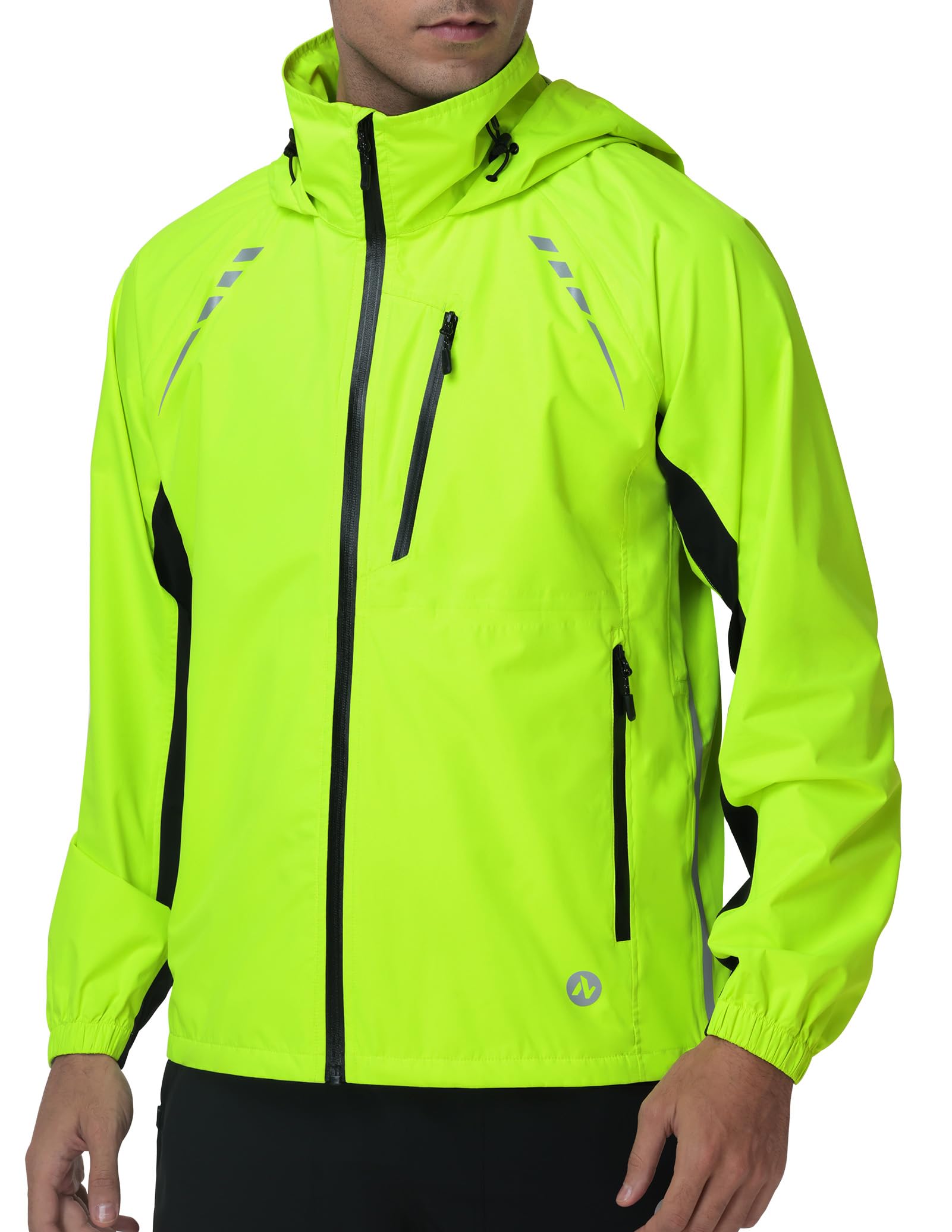 Nepest Veste de cyclisme imperméable pour homme – Protection contre la pluie 10K H2O + respirabilité 5K – 6 poches – Réfléchissante, UPF50+, manteau coupe-vent pour VTT, course et randonnée