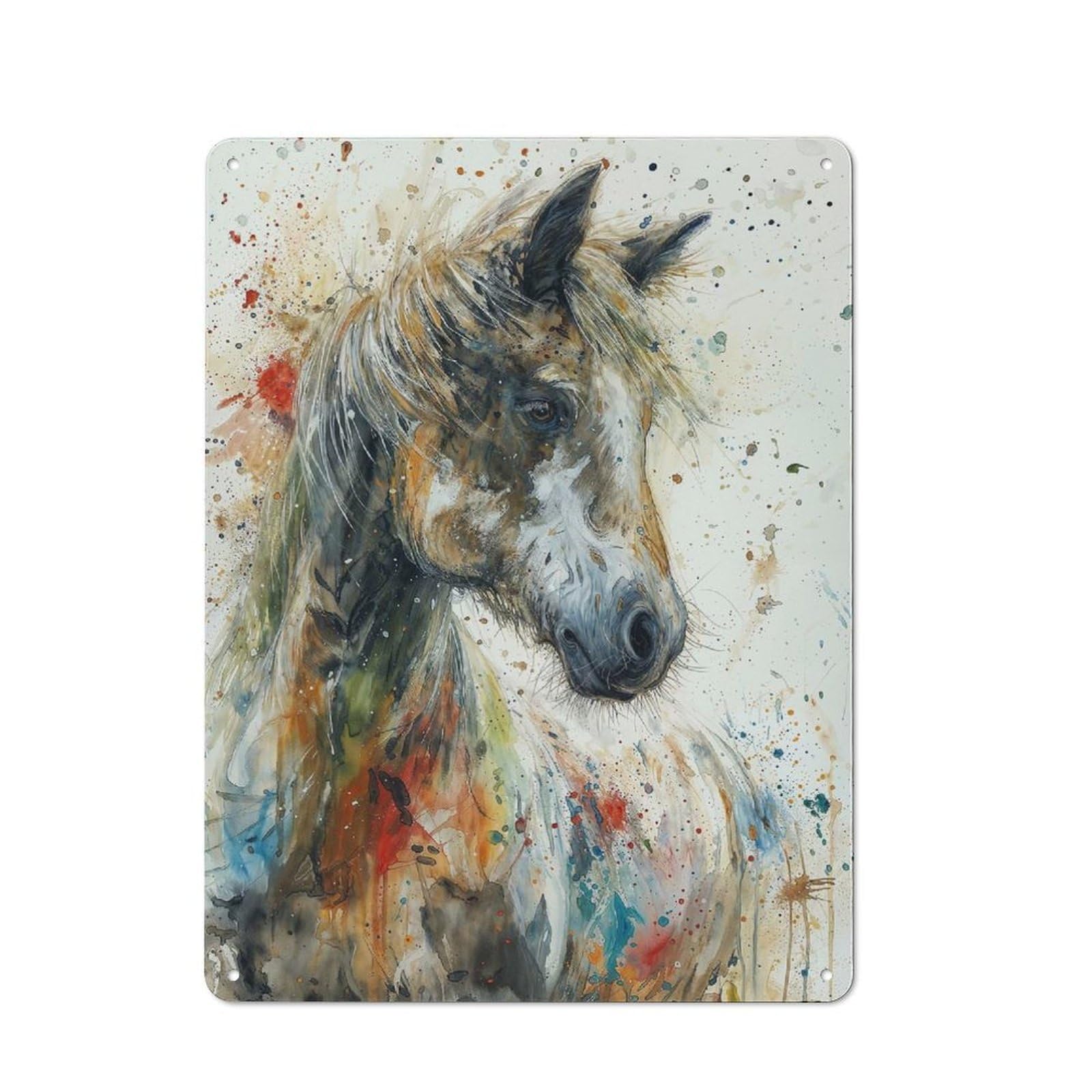 Junmoney Equestrian Splatter Tin Wall Plaque 40X30cm With For Garage Wall, For Collectors Of Retro Metal Wall Decor