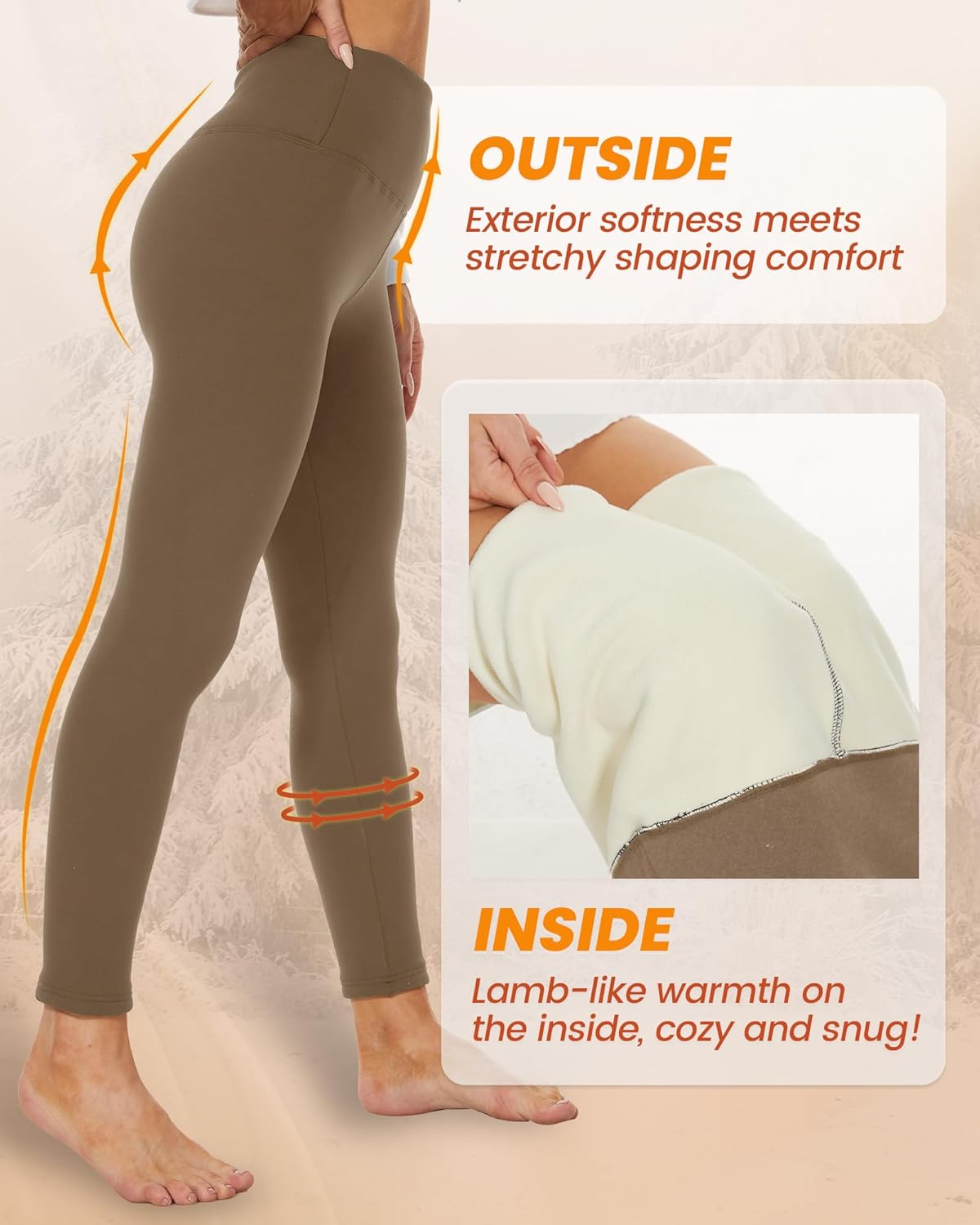 NexiEpoch Fleece Lined Leggings Women - Thermal Thick Winter Warm High Waisted Tummy Control Soft Pants for Snow Cold - Image 4