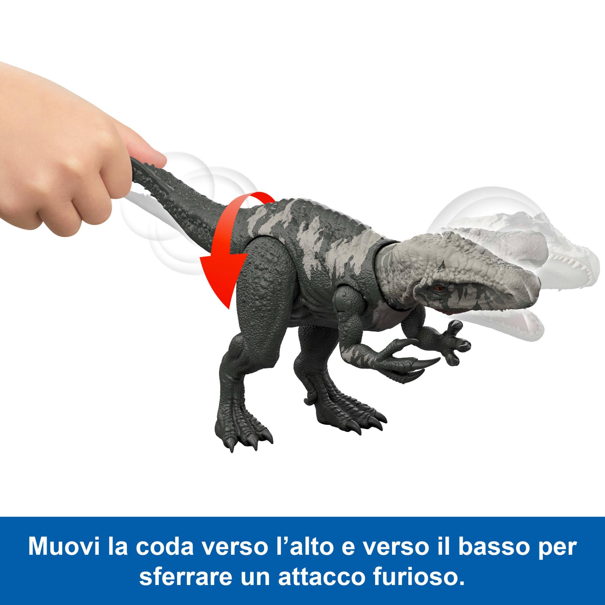 Mattel Jurassic World La Rinascita Predatori Giganti Chilantaisaurus, specie di dinosauro giocattolo di grandi dimensioni, 2 attacchi furiosi, gioco digitale, JGB95