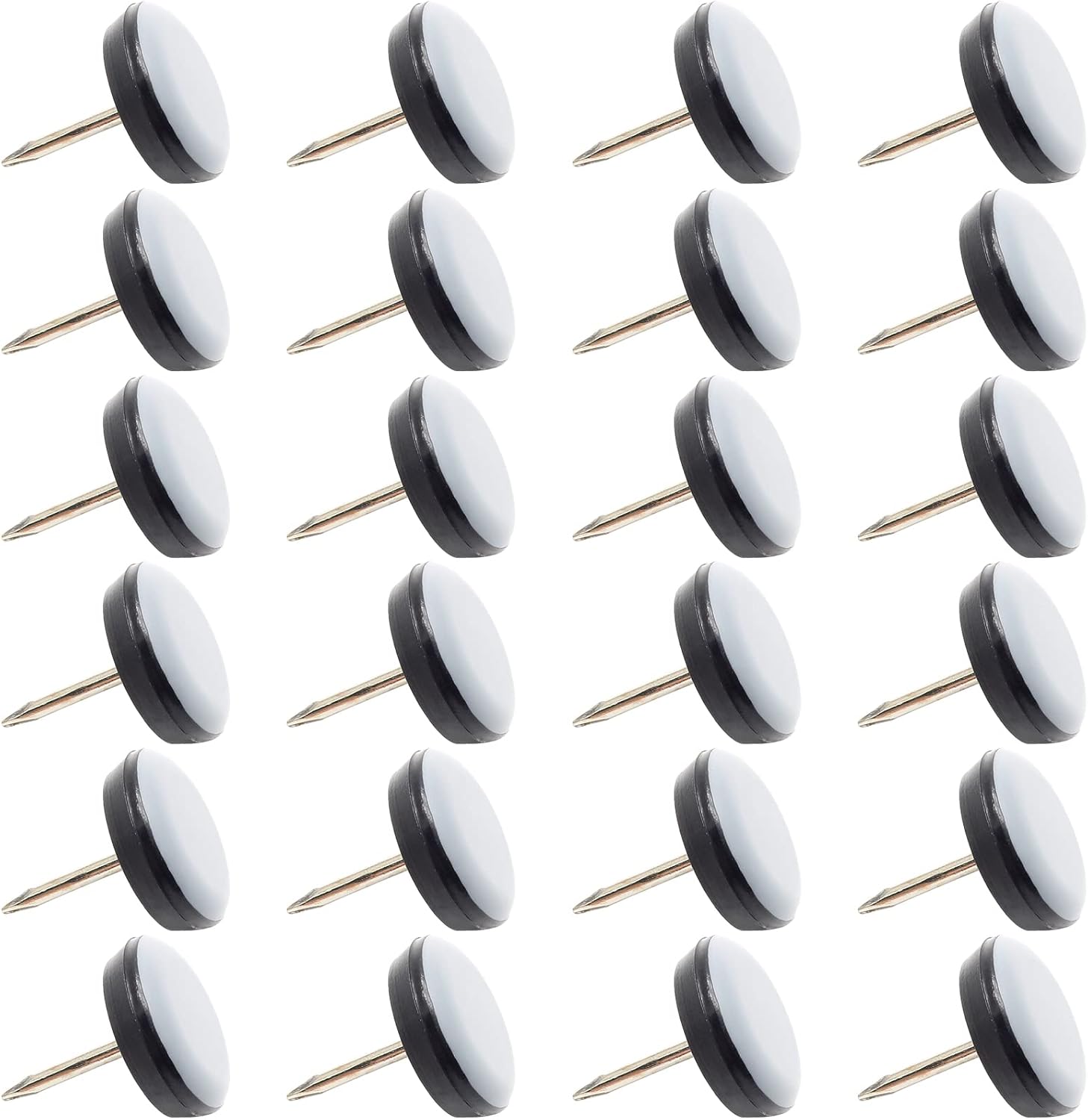 24Pcs 1 Inch Nail On Furniture Sliders, Round PTFE Chair Glides Floor Protectors Furniture Moving Pads for Hardwood Floors, Carpet