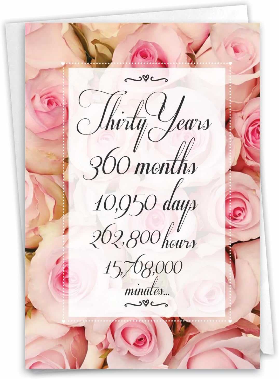 NobleWorks - 30th Milestone Anniversary Card with Envelope - Congrats on 30 Years of Marriage, Married Couples Greeting - Year Time Count 30 C9090MAG